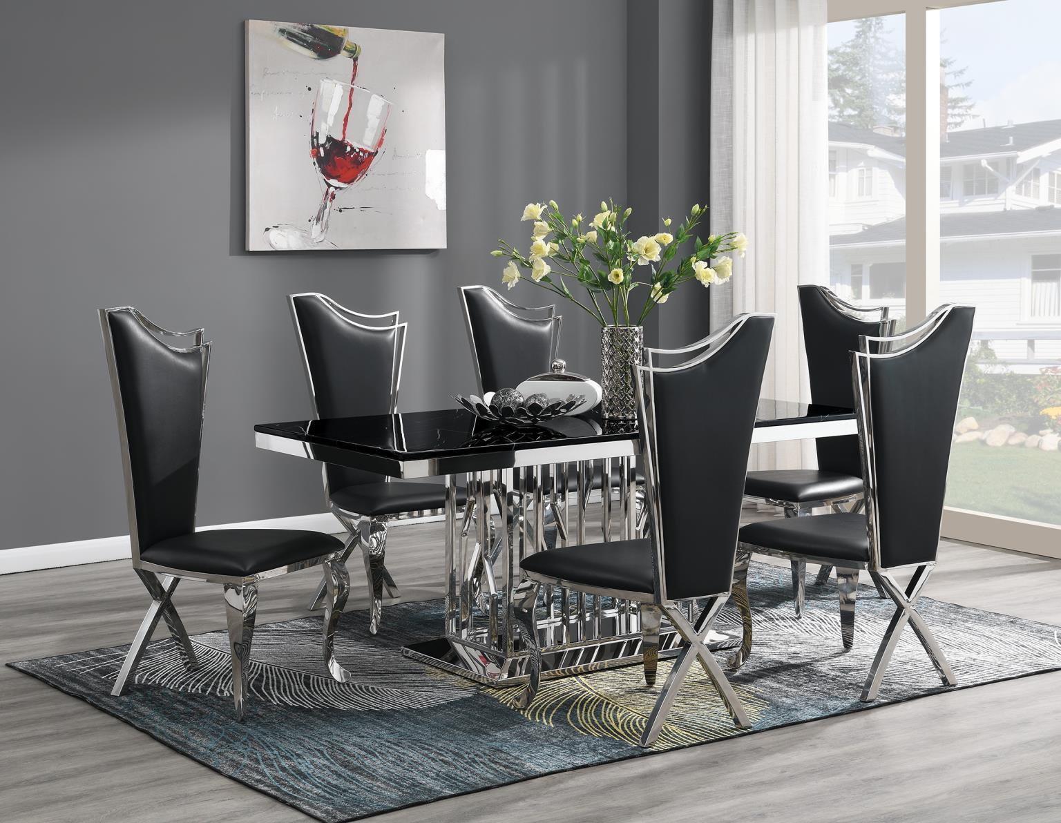 7 Pc · Table, 6 Leather Chairs