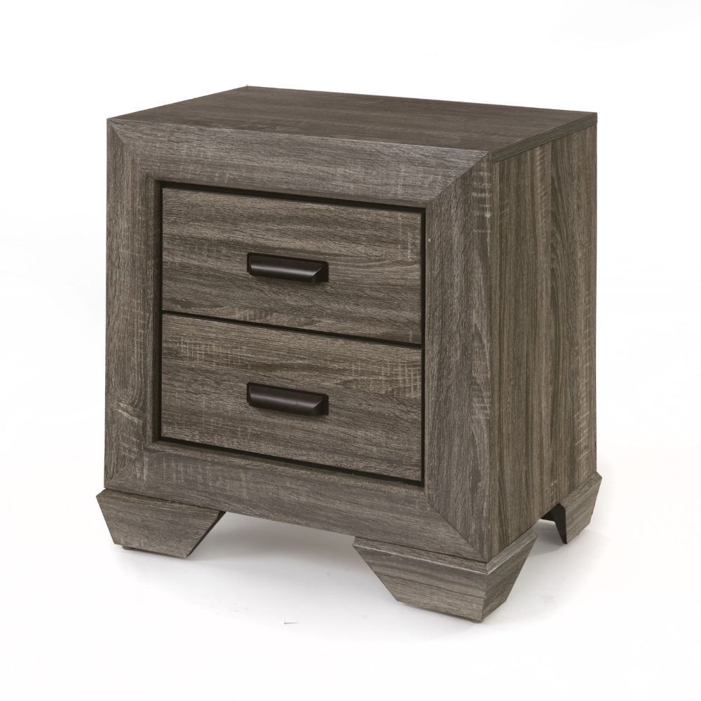 Lyndon - Nightstand - Weathered Gray Grain, dark brown