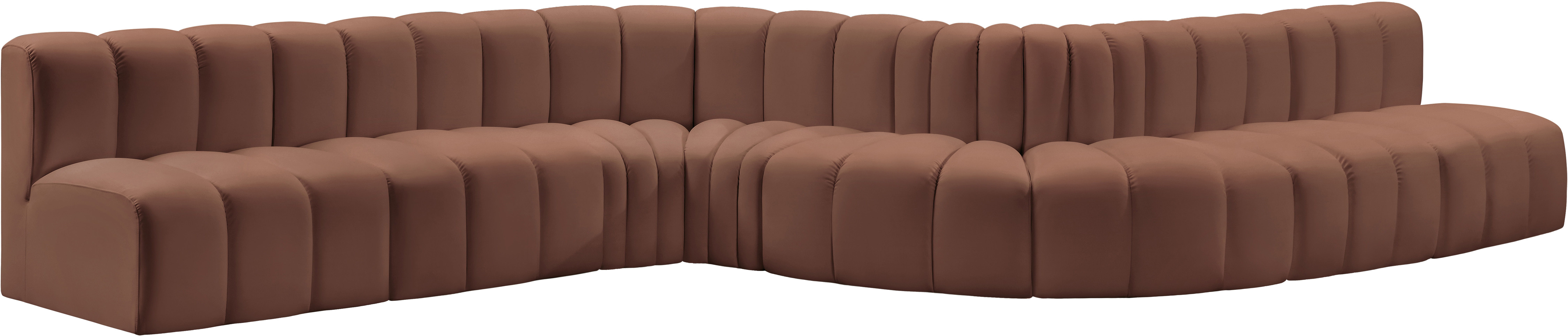Arc - Faux Leather 8 Piece Curved Modular Sofa - Cognac
