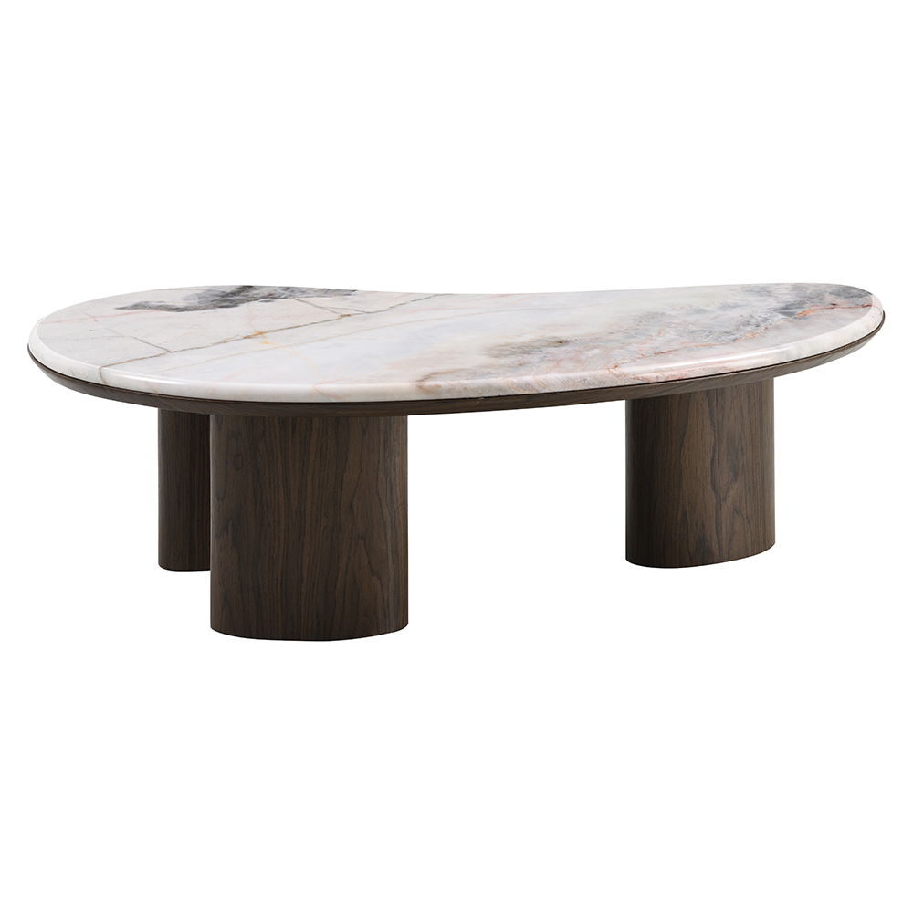 Hanale - Coffee Table With Marble Top - Natural / Brown, beige, view 6