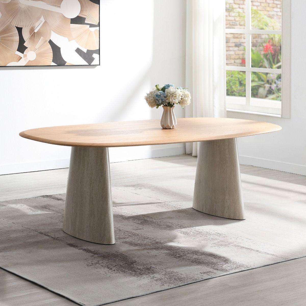 Ogin - Dining Table - Gray, beige