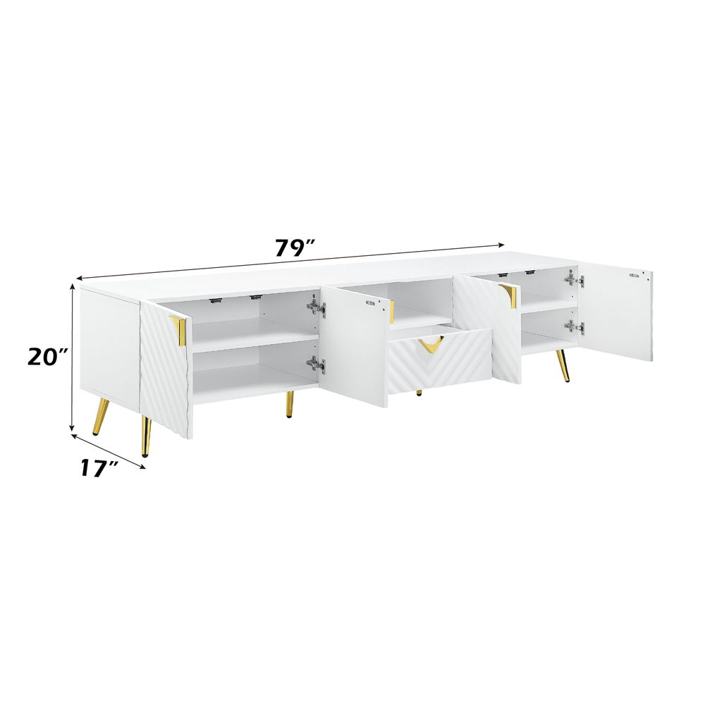 Gaines - TV Stand - White High Gloss, white, view 4