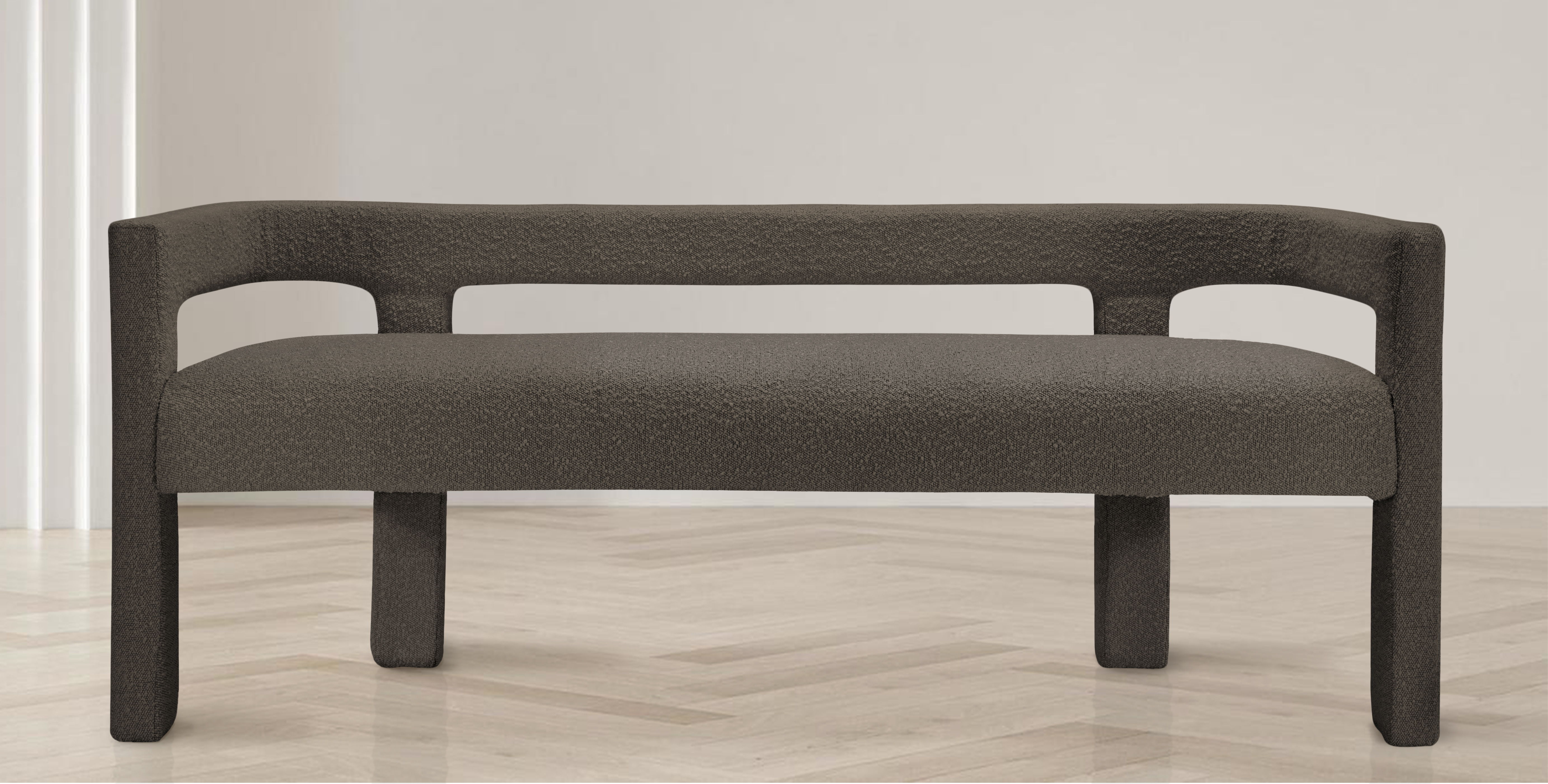 Athena - Boucle Fabric Bench - Brown