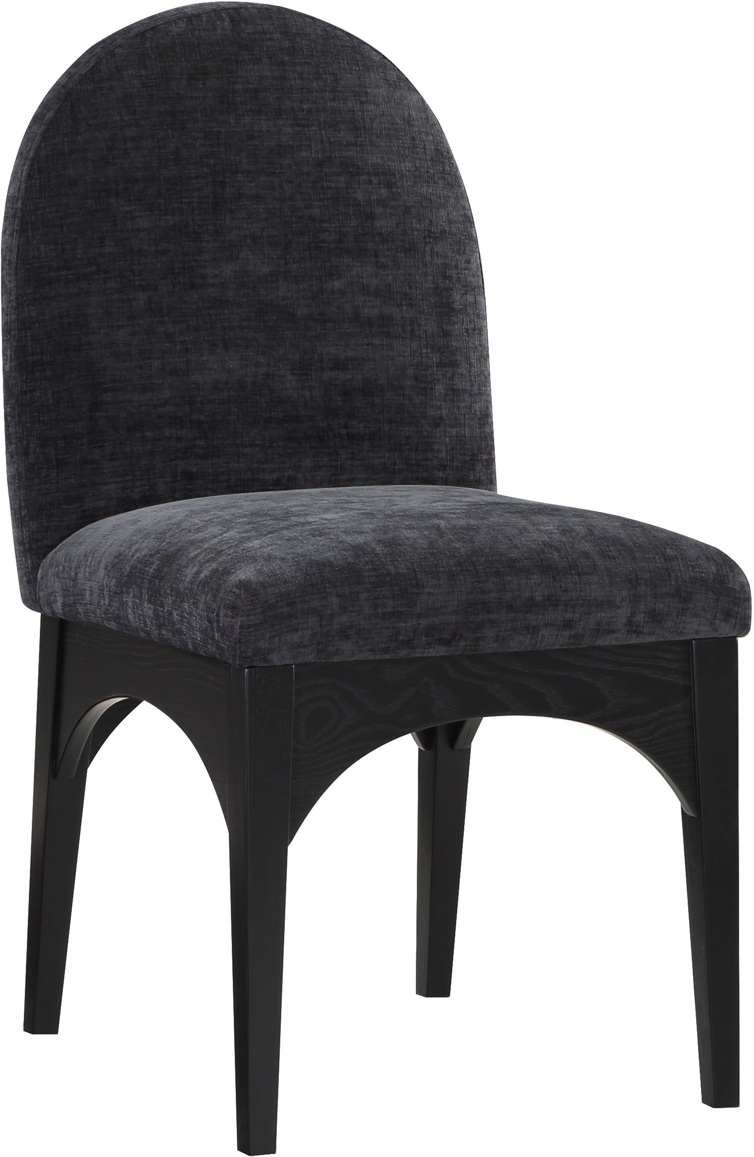 Waldorf - Chenille Dining Side Chair With Black Legs - Black