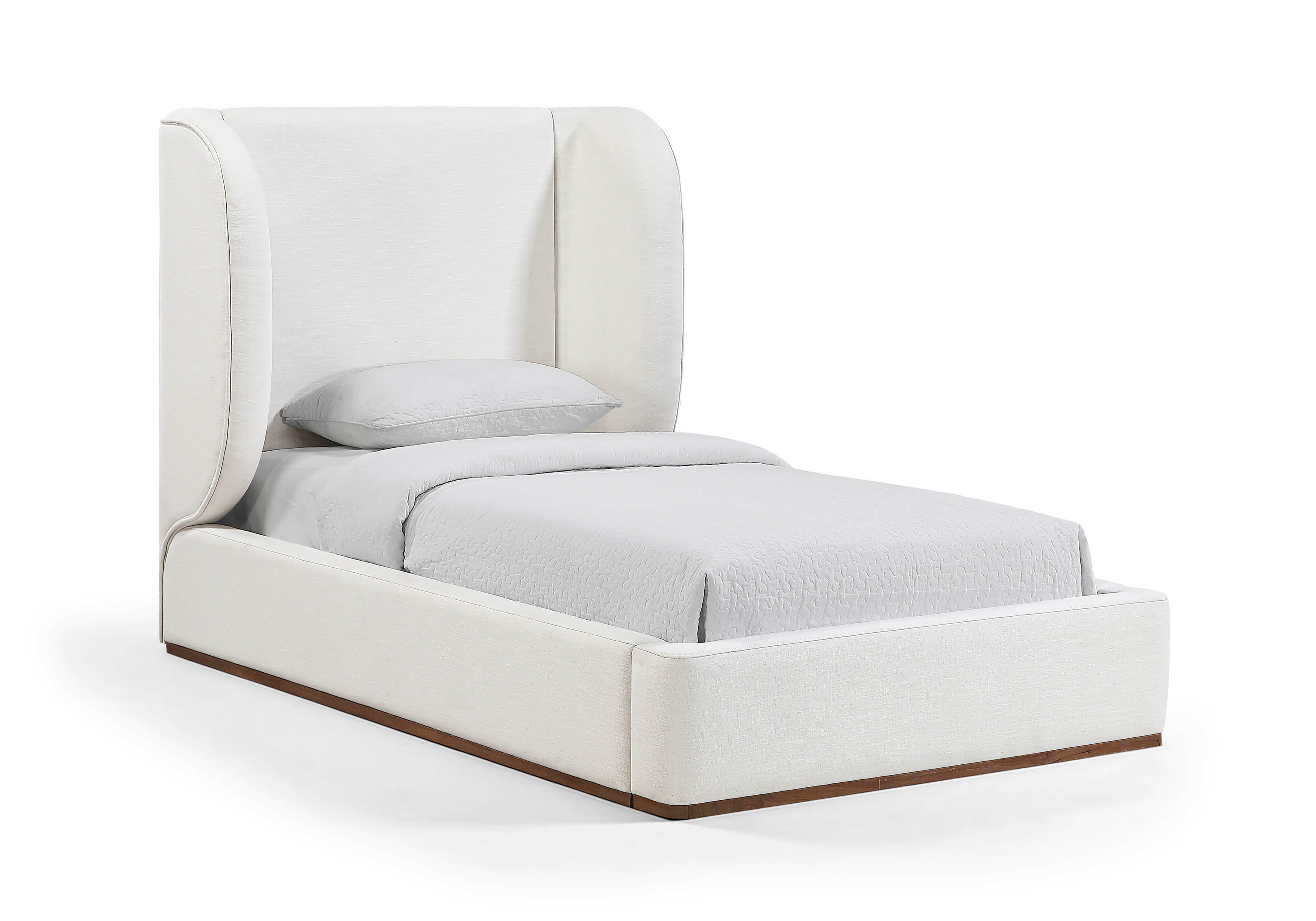 Aurin - Fabric Upholstered Twin Bed - Cream