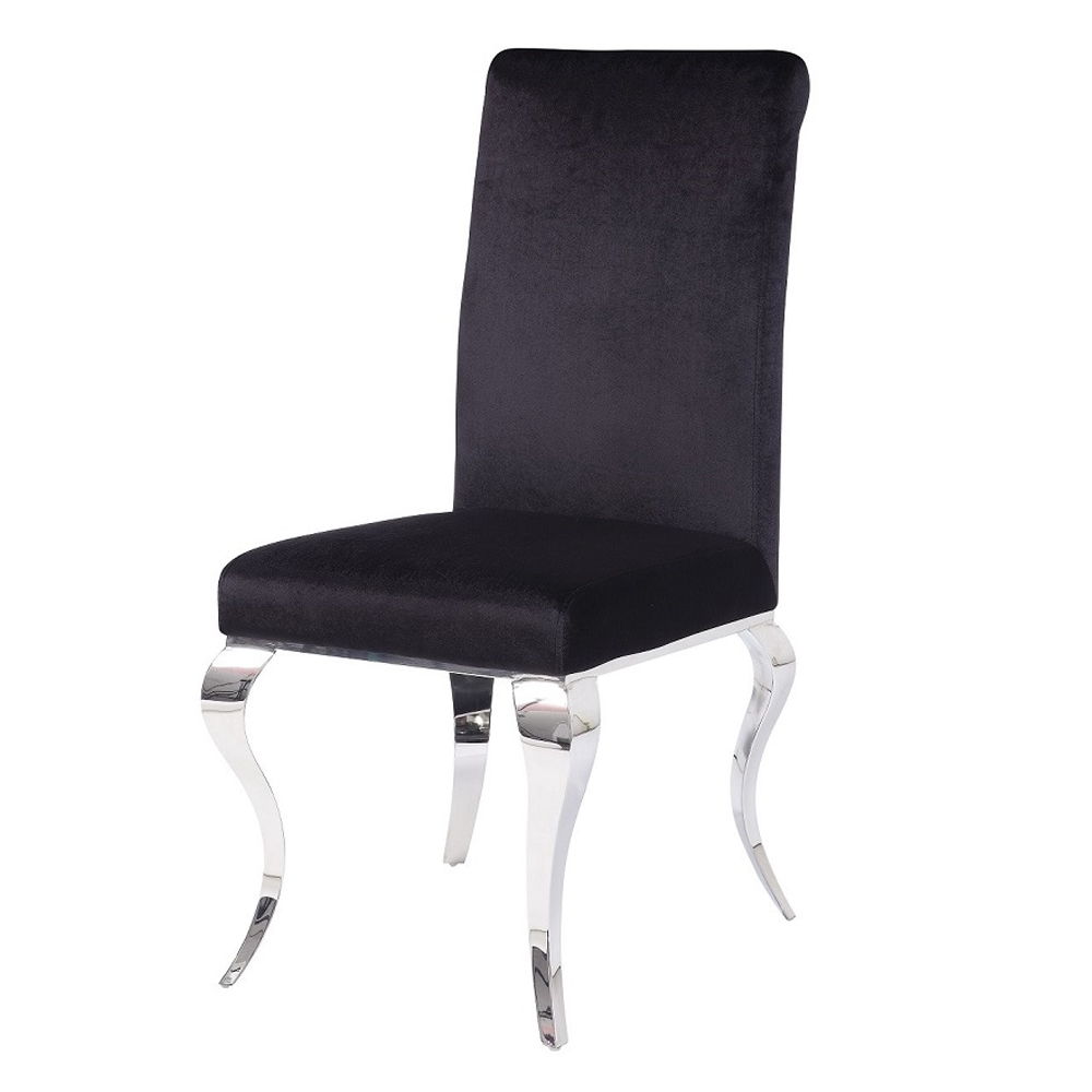 Fabiola - Side Chair (Set of 2) - Black Fabric & Stainless Steel, black, view 2