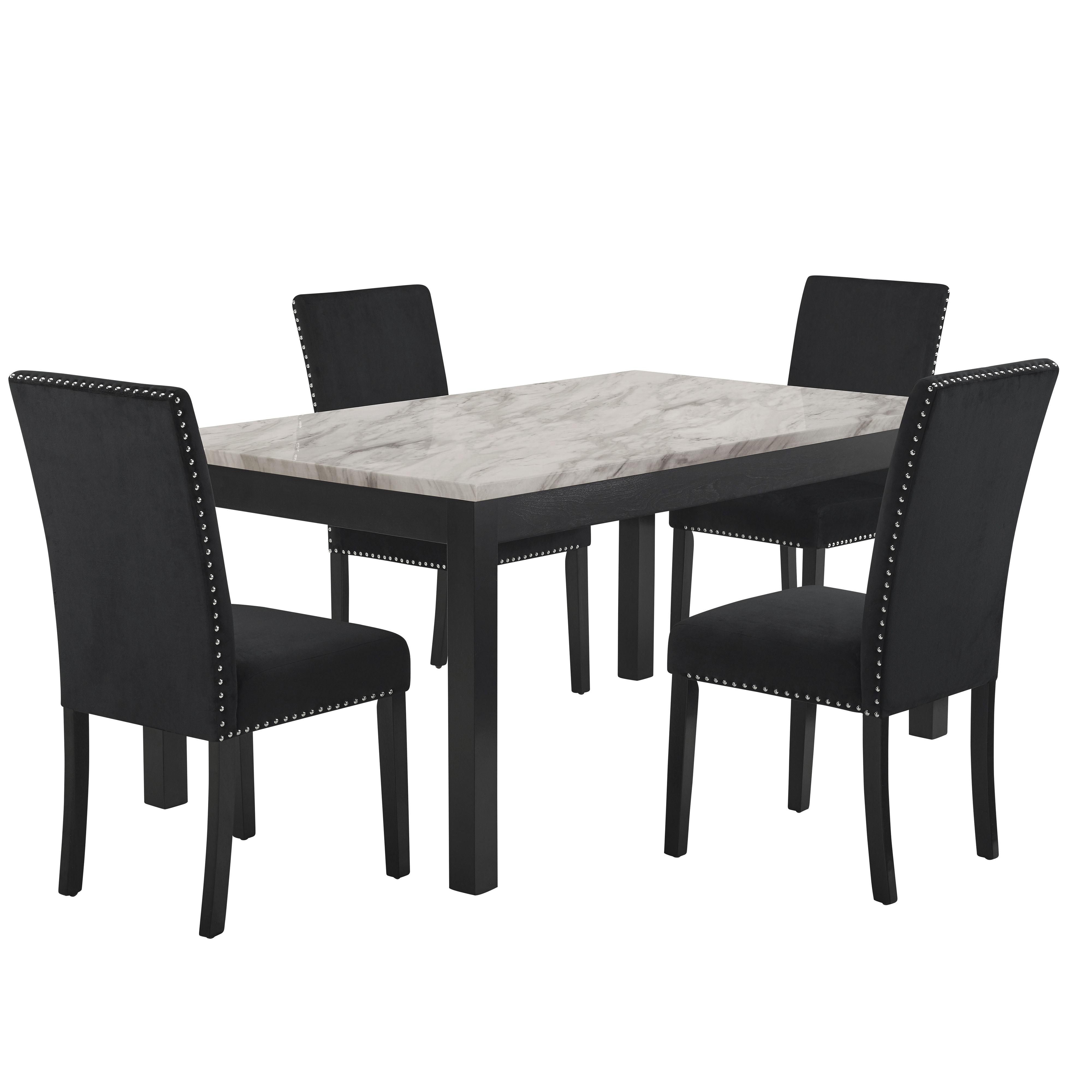 Celeste - Dining Table With 4 Chairs - Black / White