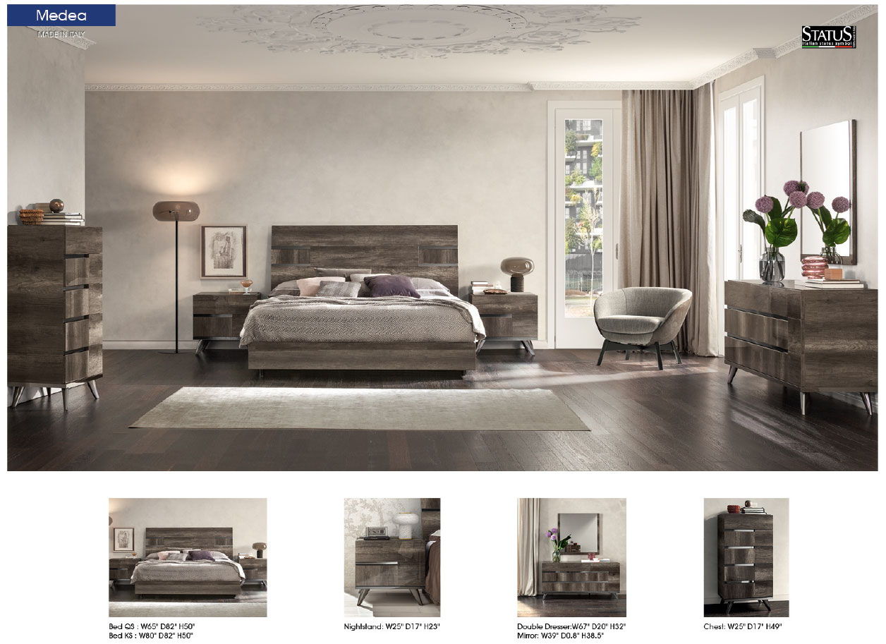 Medea - King Size Bed - Vintage Oak