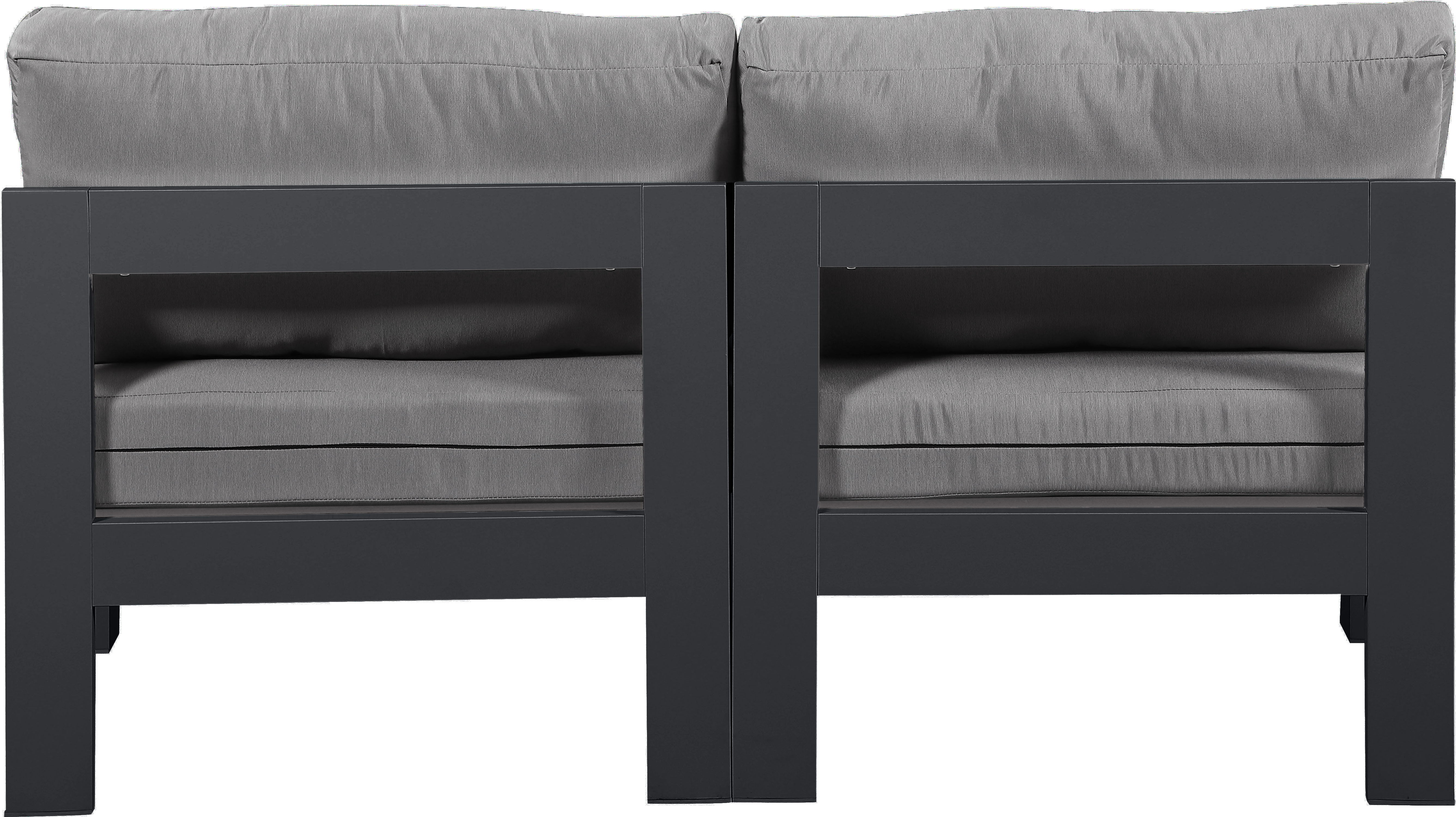 Nizuc - Outdoor Patio 2 Piece Armless Modular Sofa With Gray Frame - Gray