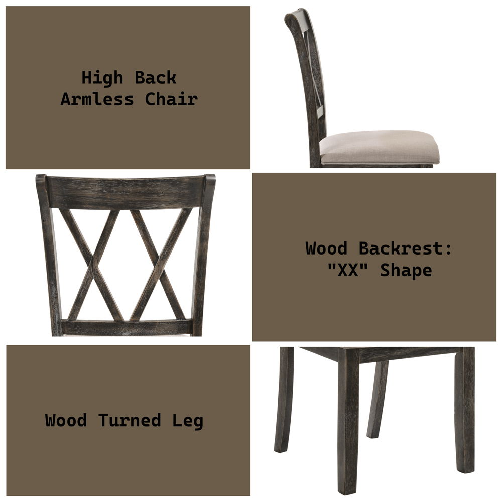 Claudia II - Side Chair (Set of 2) - Beige Fabric & Weathered Gray, dark gray, view 7