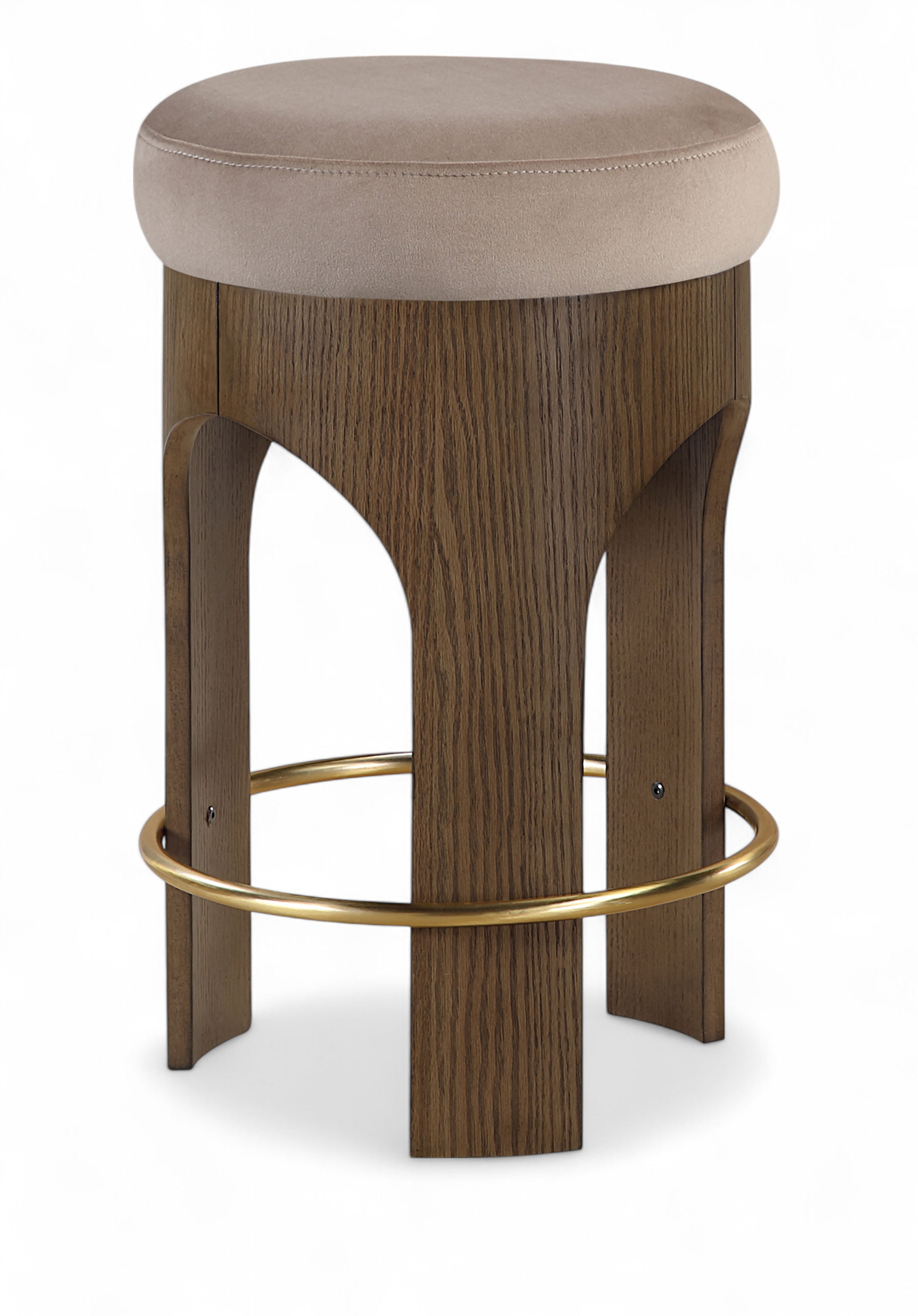 Bocceli - Velvet Upholstered Counter Stool - Taupe
