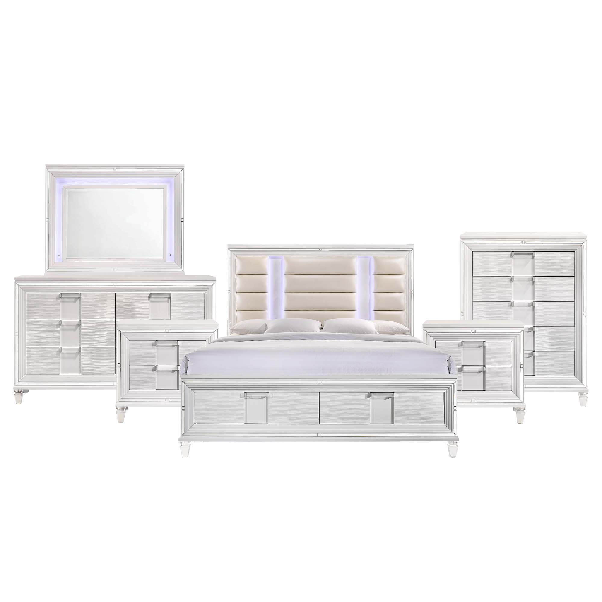 Twenty Nine - King Storage 6 Piece Bedroom Set - White