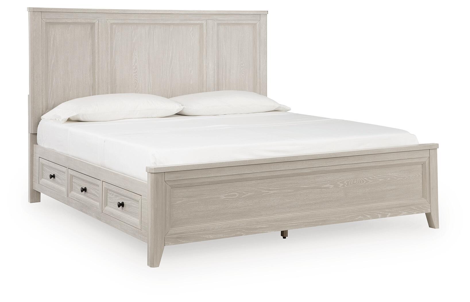 Darbonton – King Panel Storage Bed – Dove White