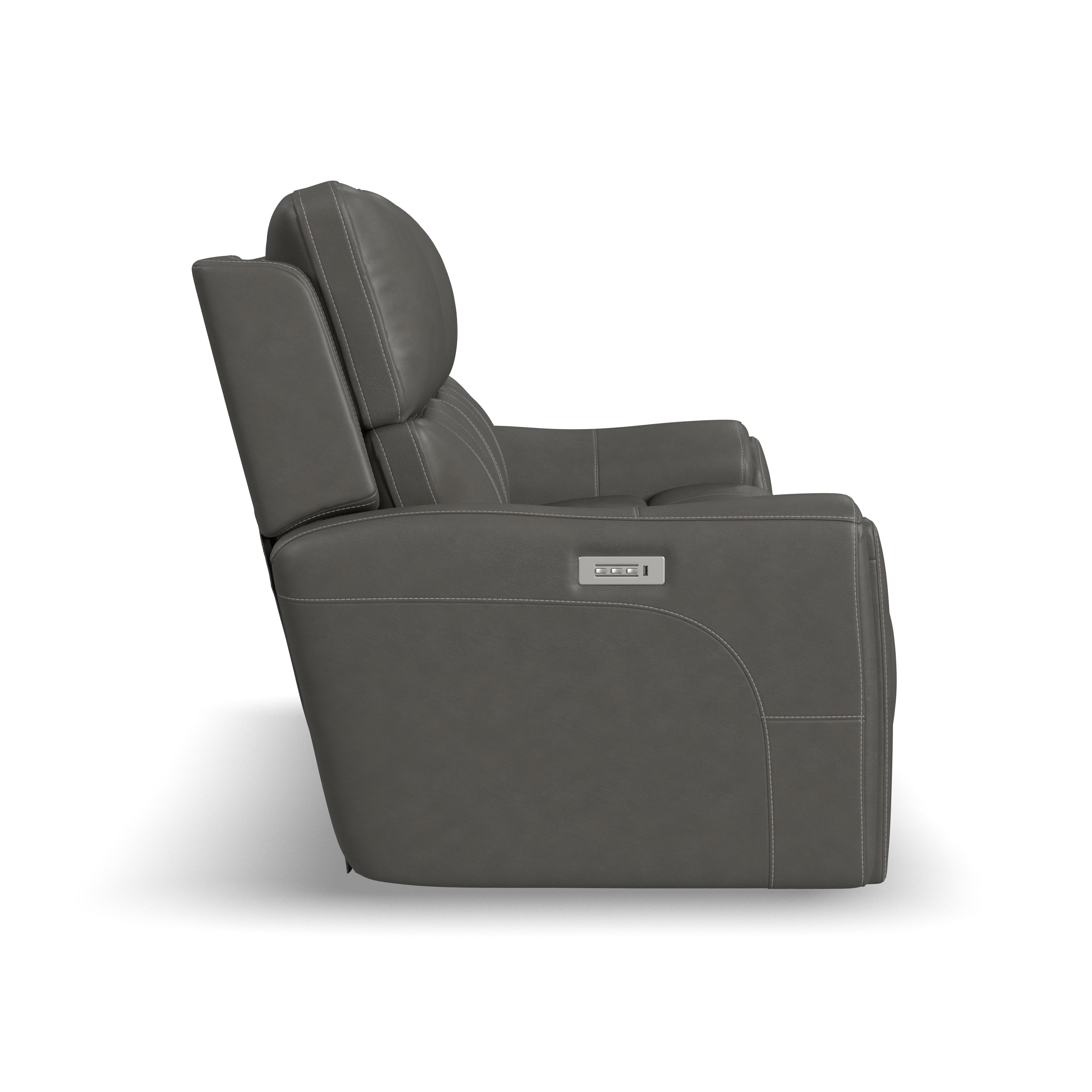 Carter - Power Reclining Sofa With Console & Power Headrests & Lumbar - Smoke, dark gray, view 4