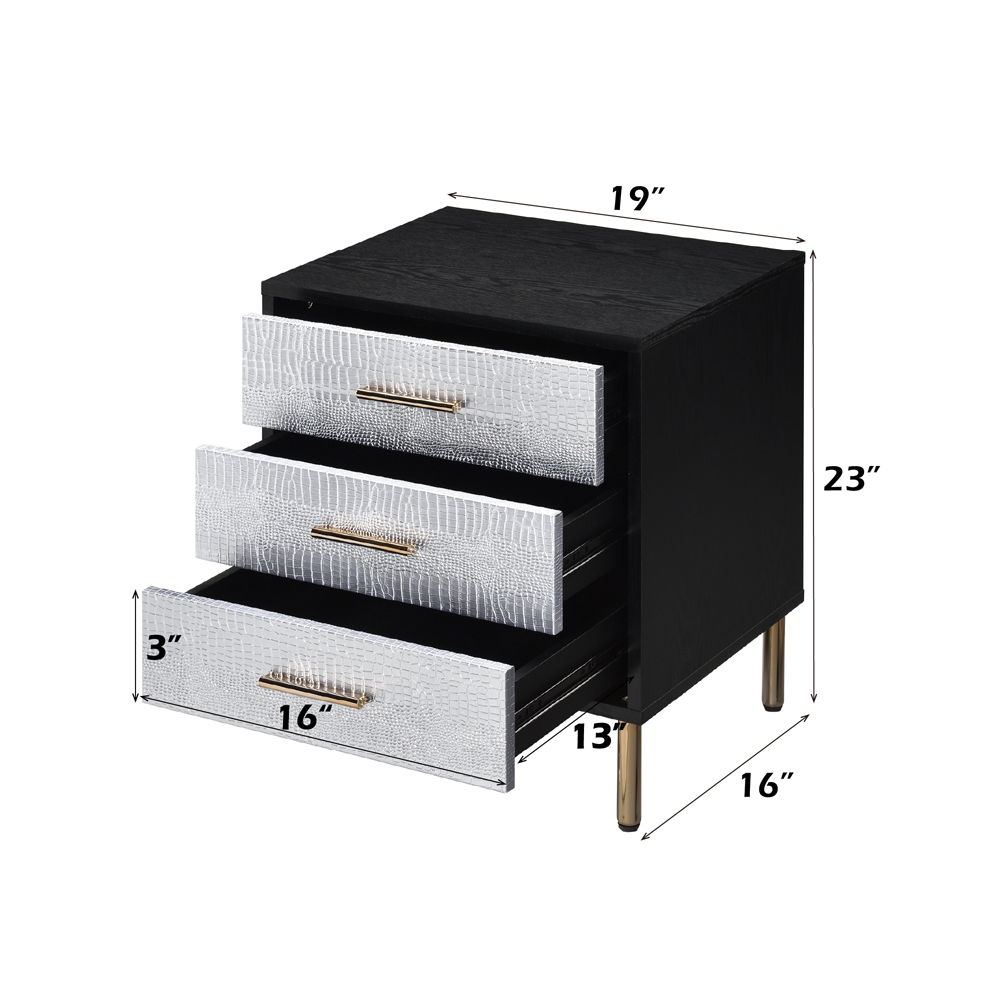 Myles - Nightstand - Black, Silver & Gold, black, view 5