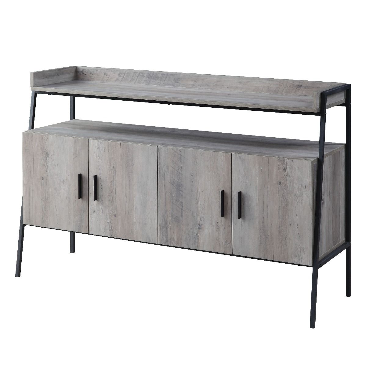 Samiya - TV Stand - Gray Oak & Black, gray, view 2