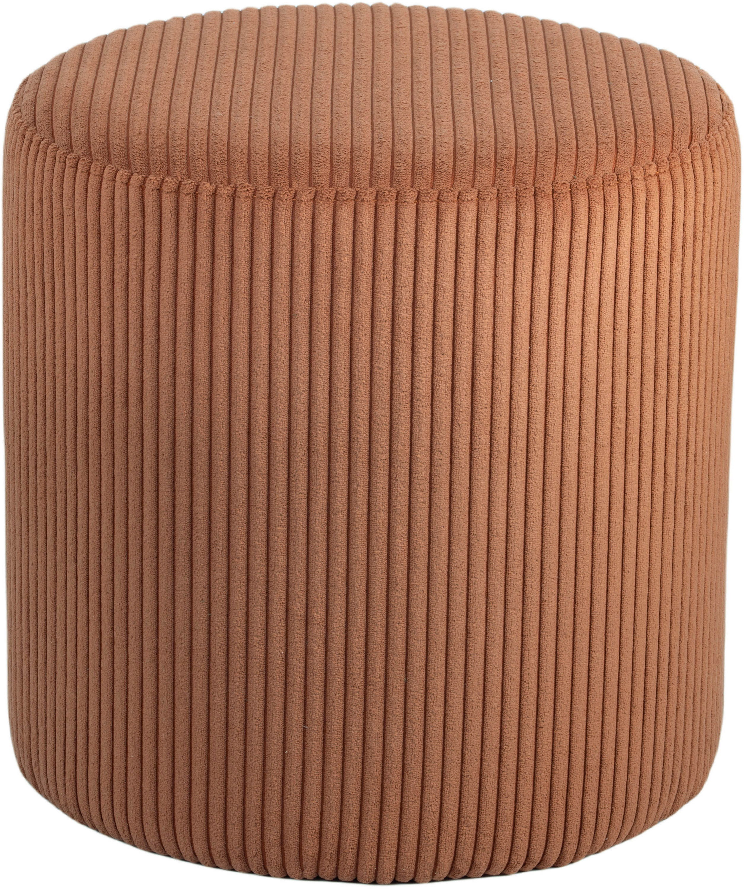 Roy - Round Microsuede Ottoman / Stool - Cognac