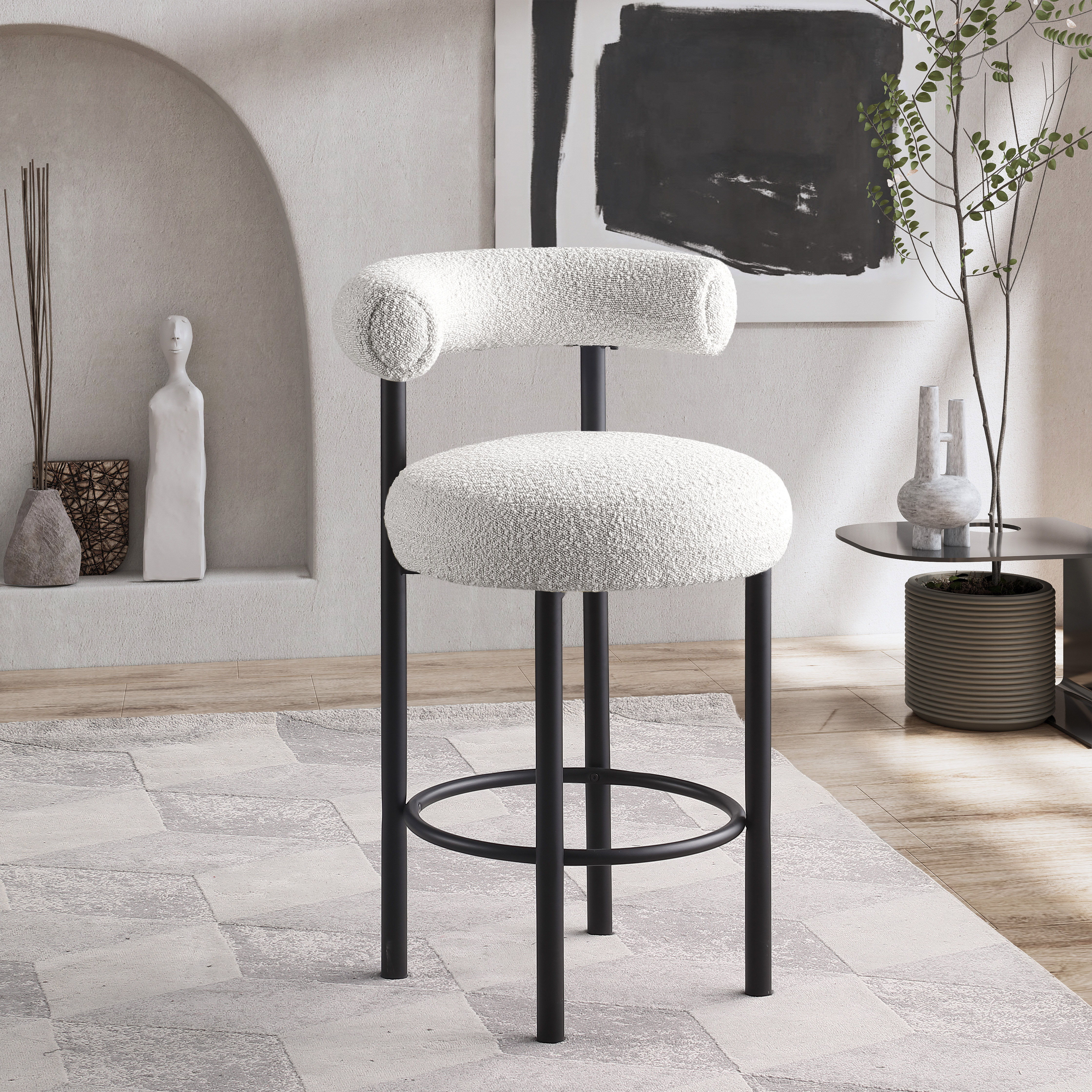 Bordeaux - Stool With Black Legs (Set of 2) - Cream
