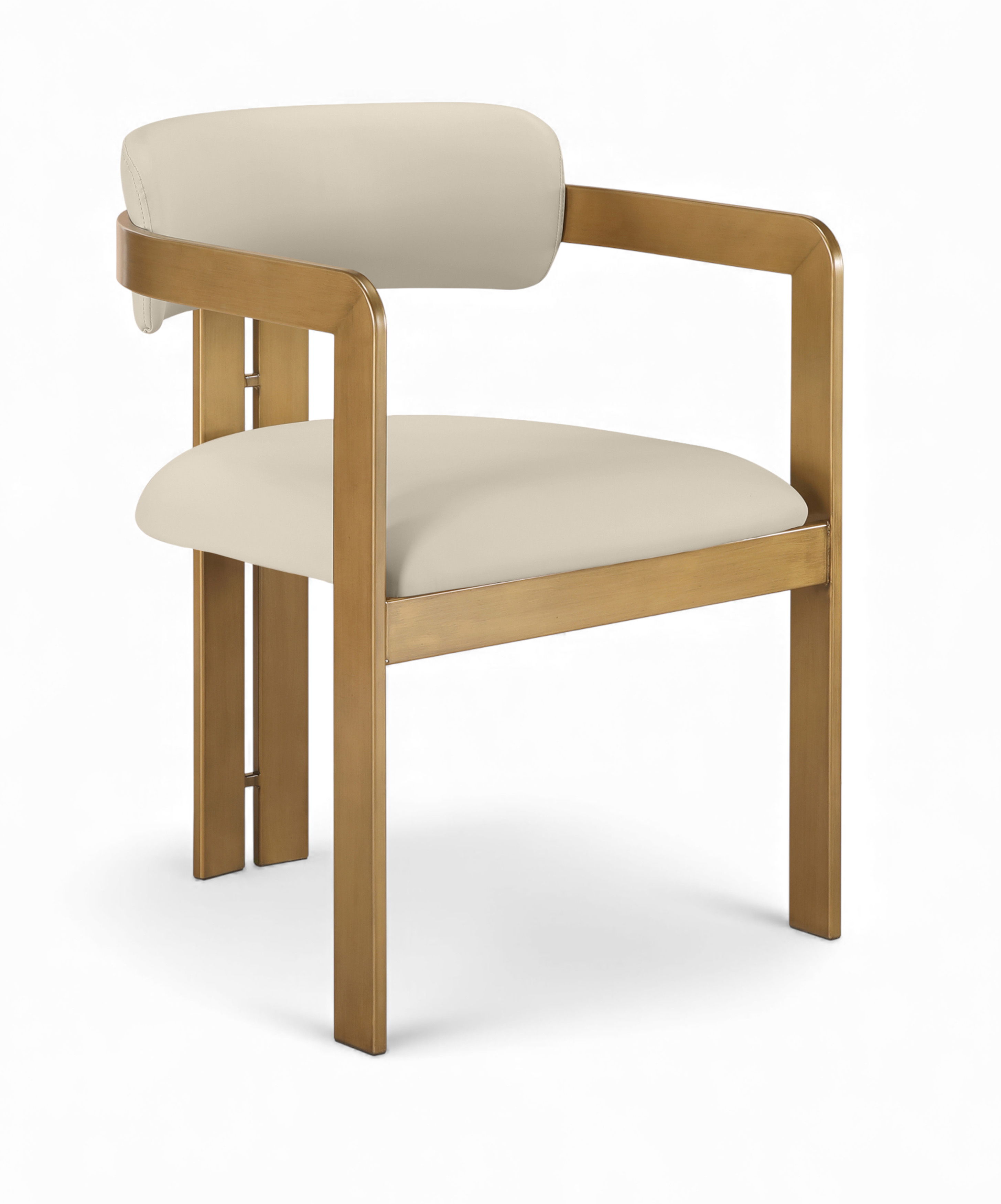 Aurum - Vegan Leather Upholstered Dining Chair (Set of 2) - Beige / Brushed Brass