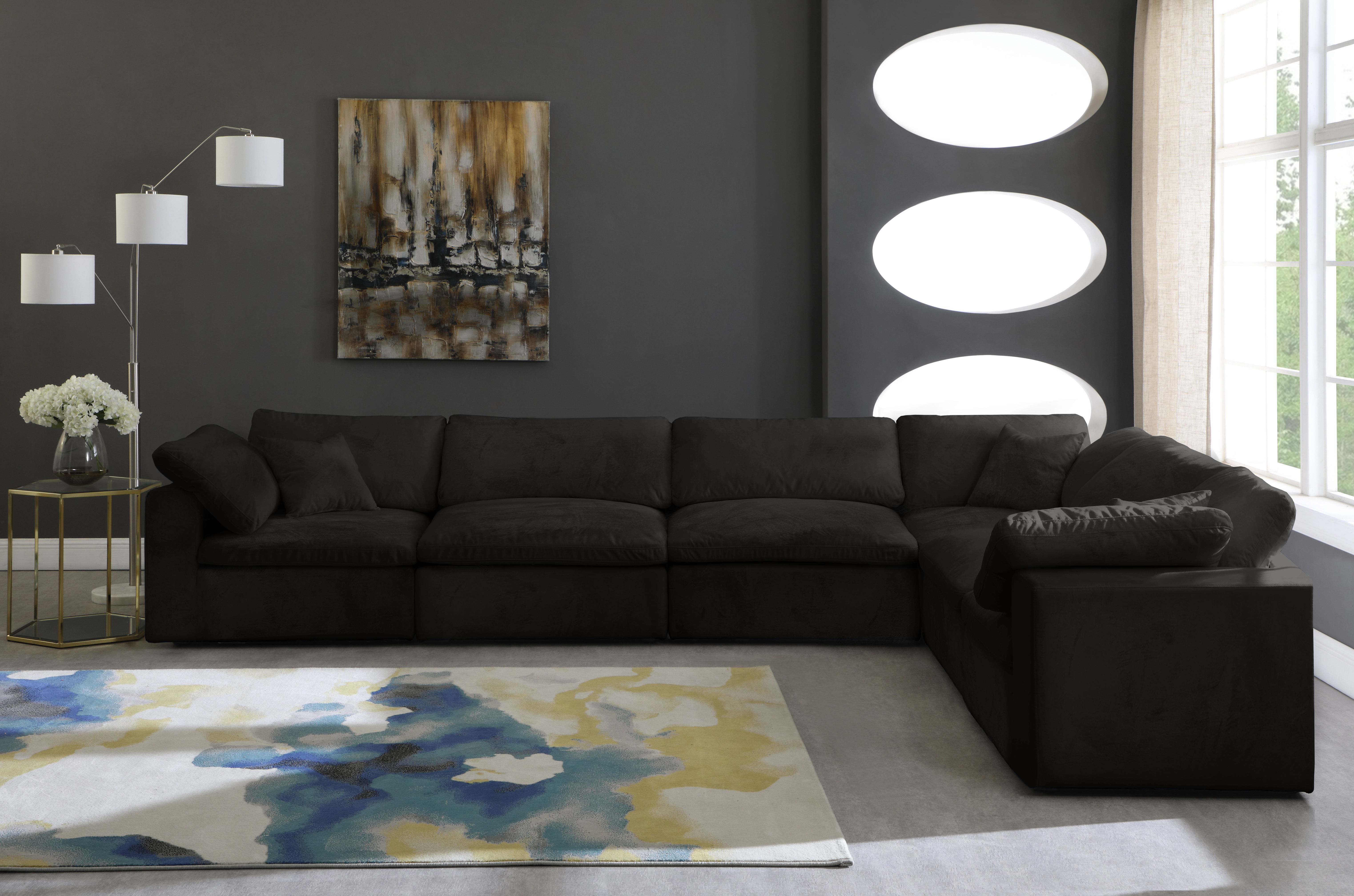 Cozy - 6 Piece Modular Corner Sectional - Black