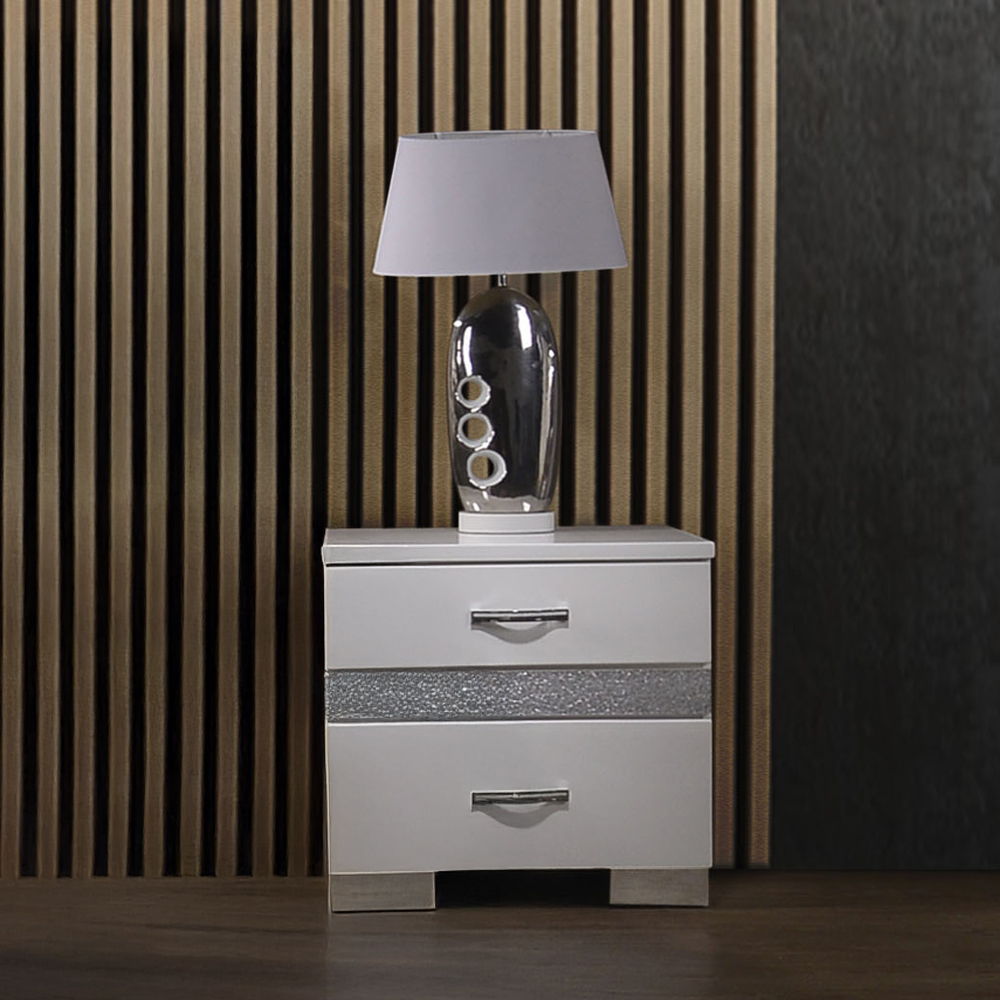 Naima II - Nightstand - White High Gloss, white