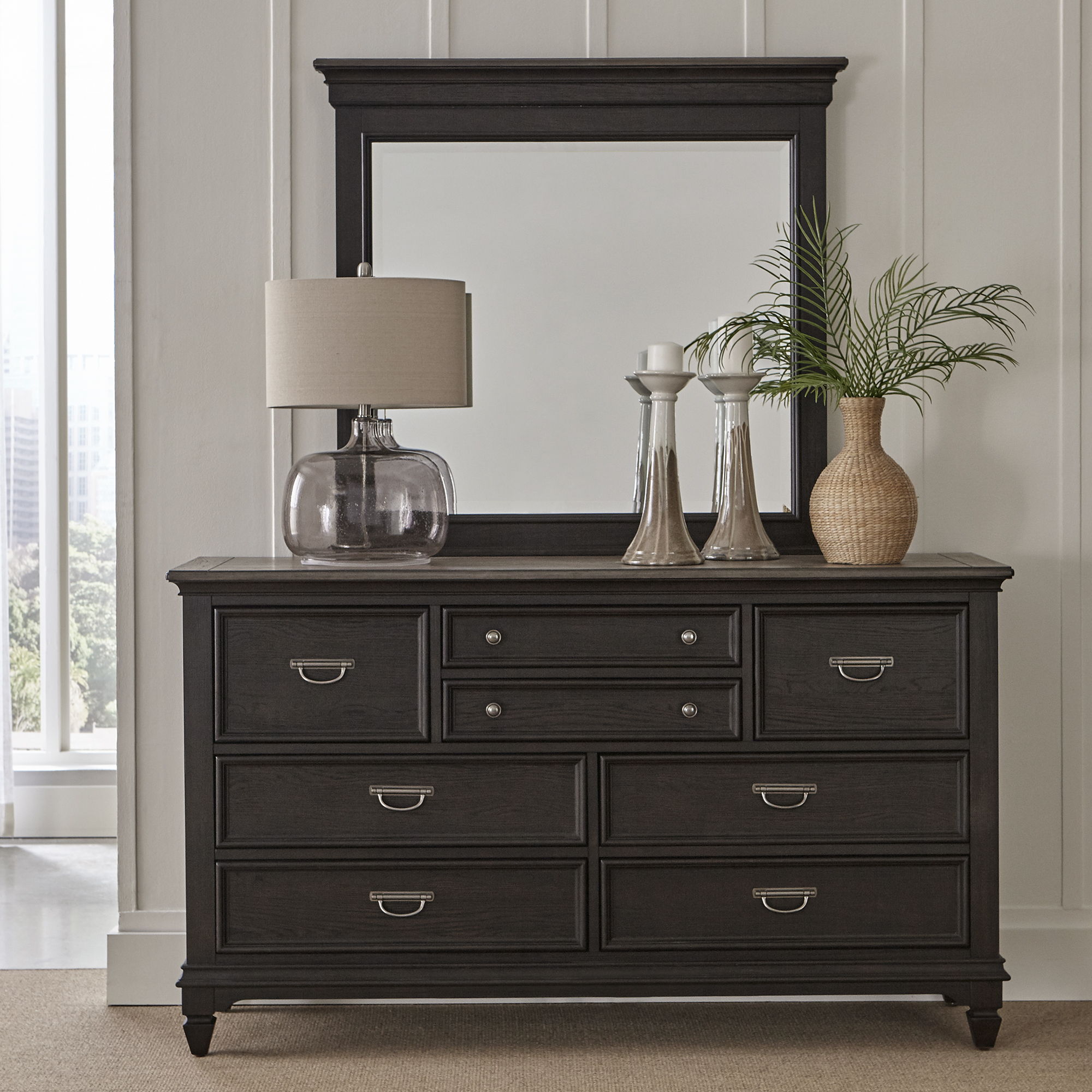Liberty Furniture Allyson Park - Dresser & Mirror - Dark Brown