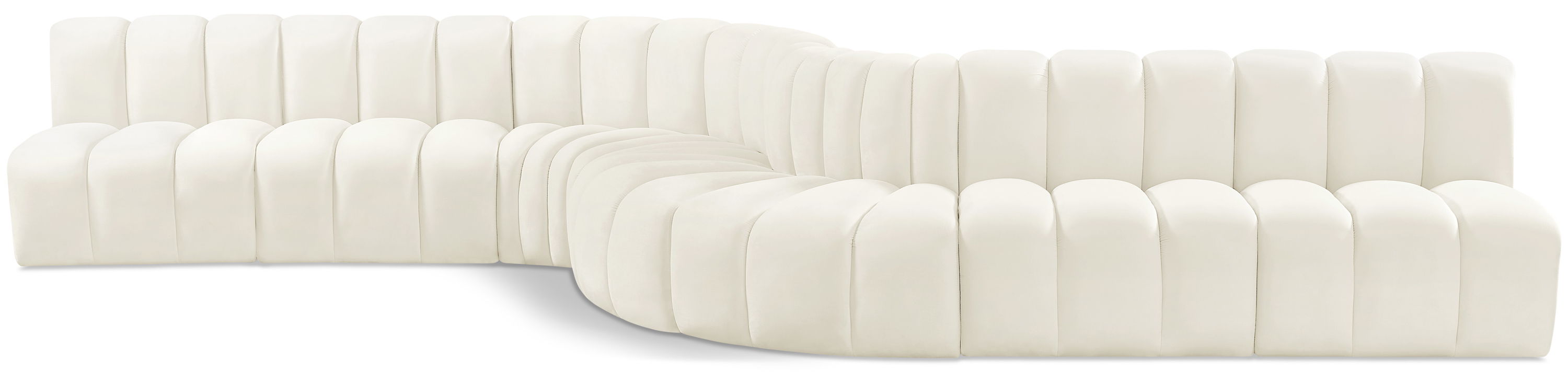 Arc - Velvet 8 Piece Curved Modular Sofa - Cream