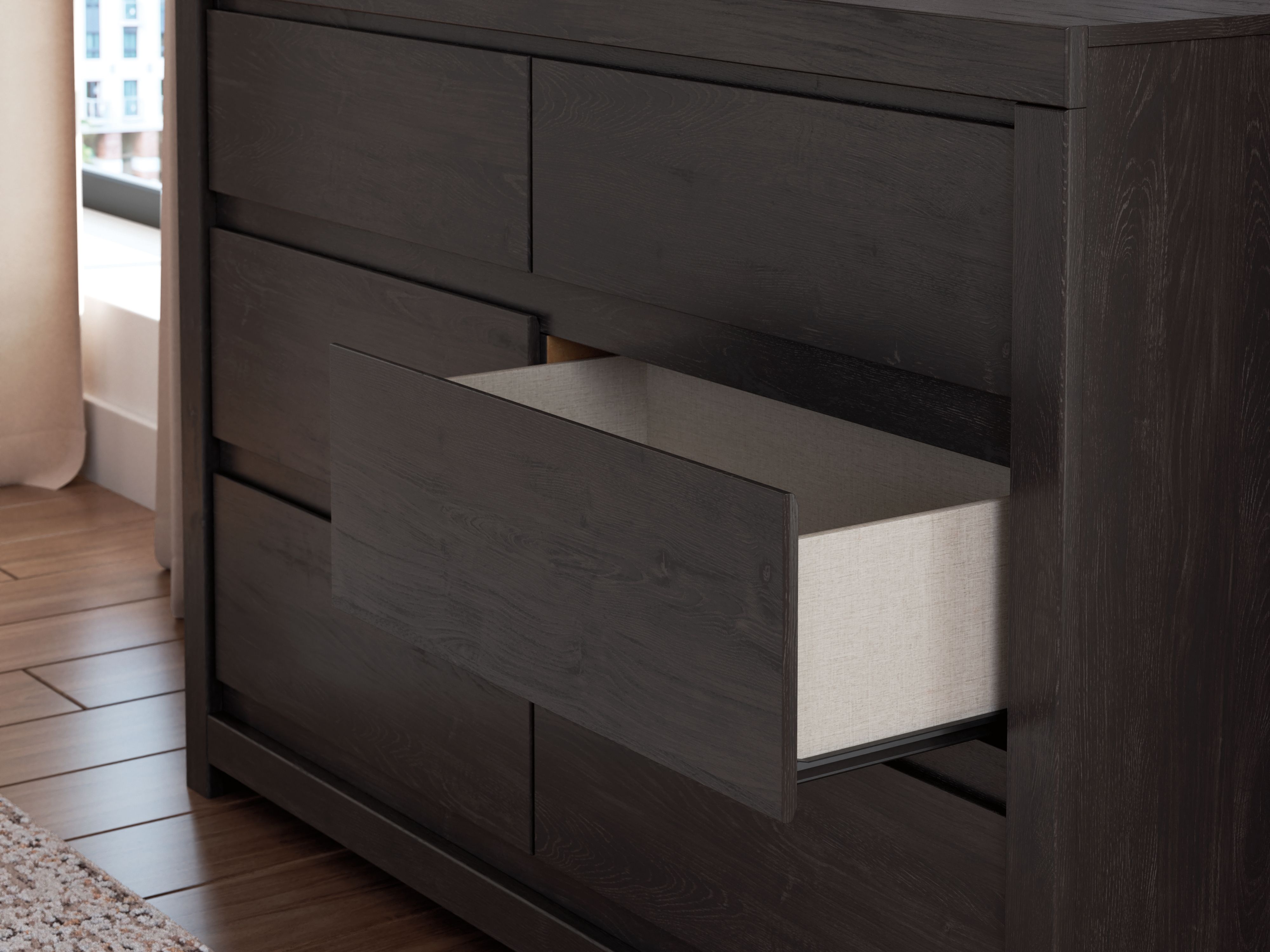 Ashley Furniture Fraluna - Six Drawer Dresser - Charcoal - Image 10