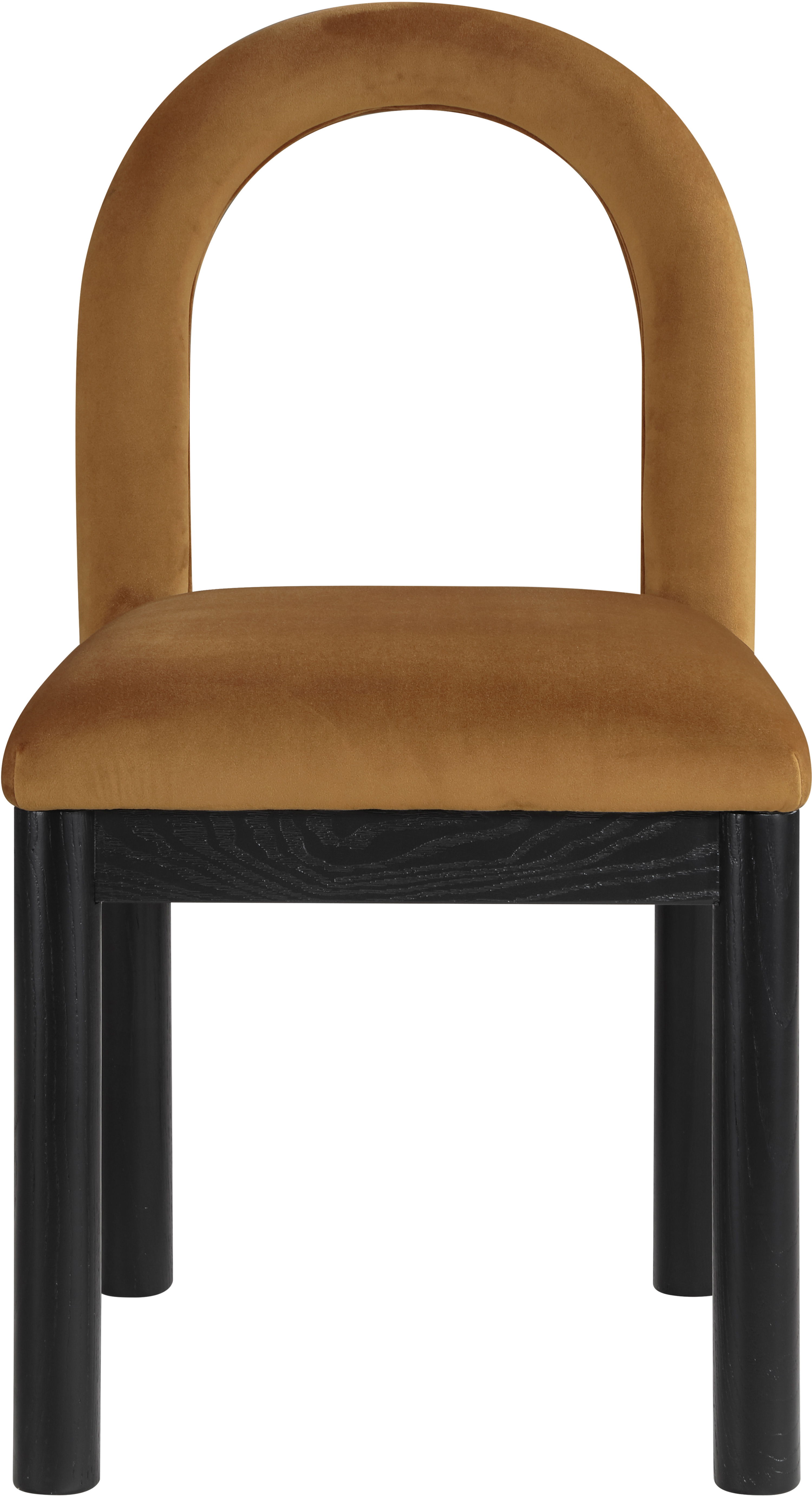 Conrad - Velvet Dining Chair With Black Legs - Saddle