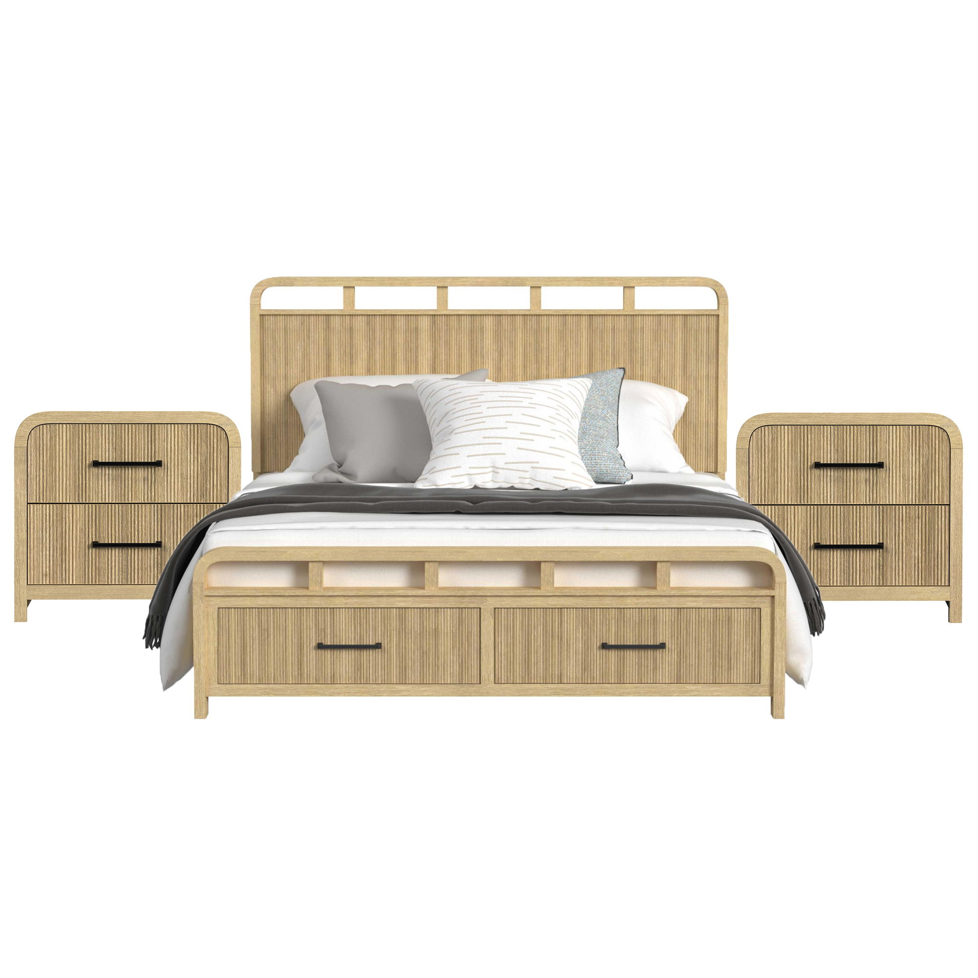 King · 3 Pc · Bedroom Set With 2 Nightstands