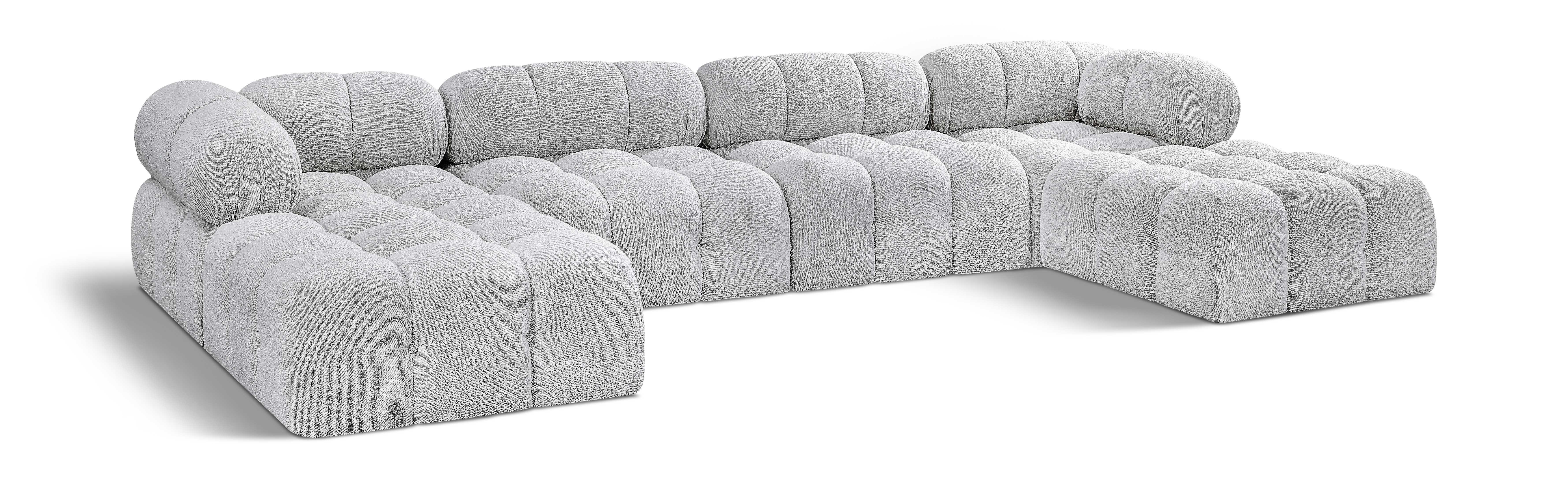 Ames - 6 Piece Fabric Modular U-Shaped Sectional - Gray
