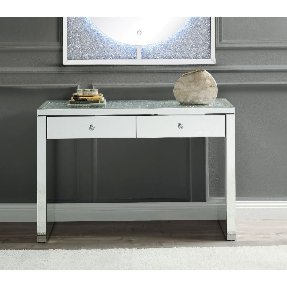 Noralie - 32"H Console Table - Mirrored & Faux Diamonds, silver