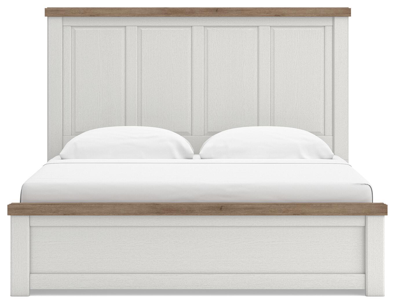 Savonport - King Panel Bed With 2 Under Bed Storage Units - White / Brown