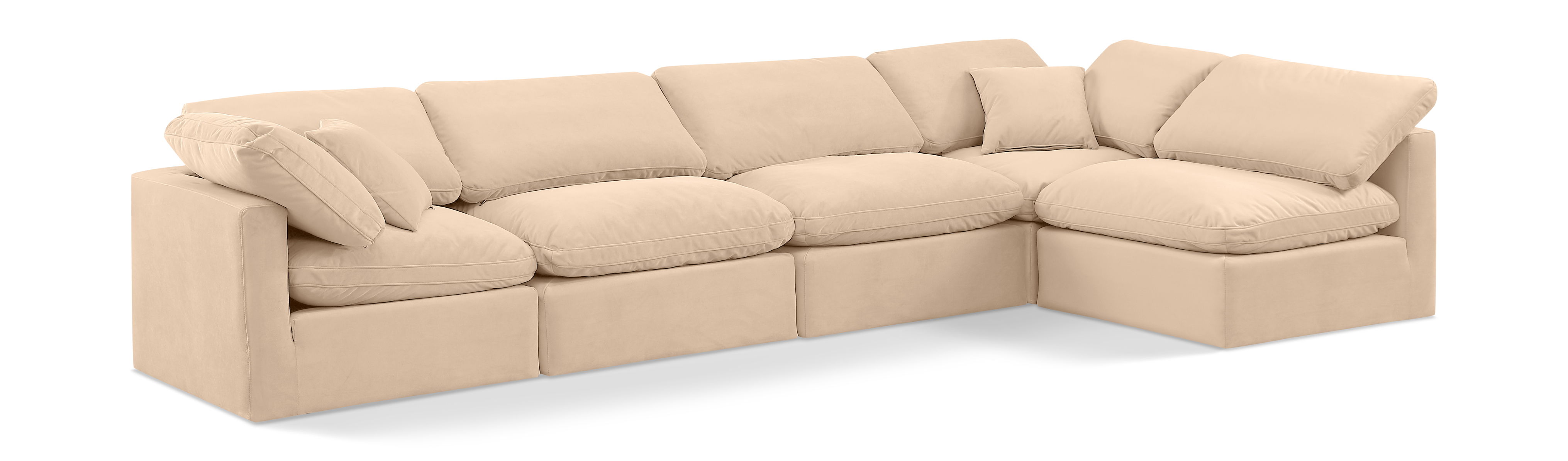 Indulge - Velvet 5 Piece Modular Sectional - Beige