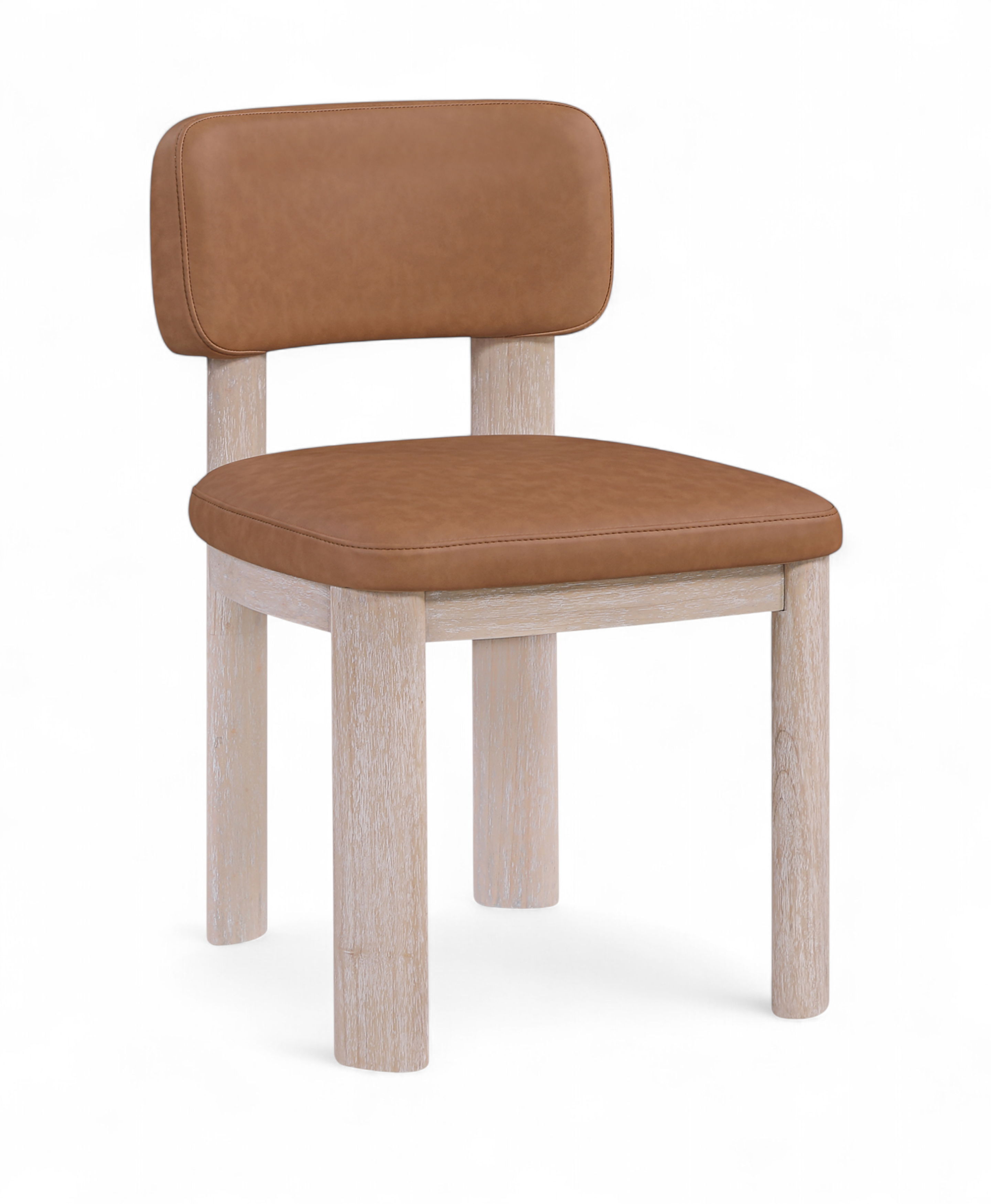 Paloma - Vegan Leather Upholstered Dining Chair (Set of 2) - Cognac / Rich Natural