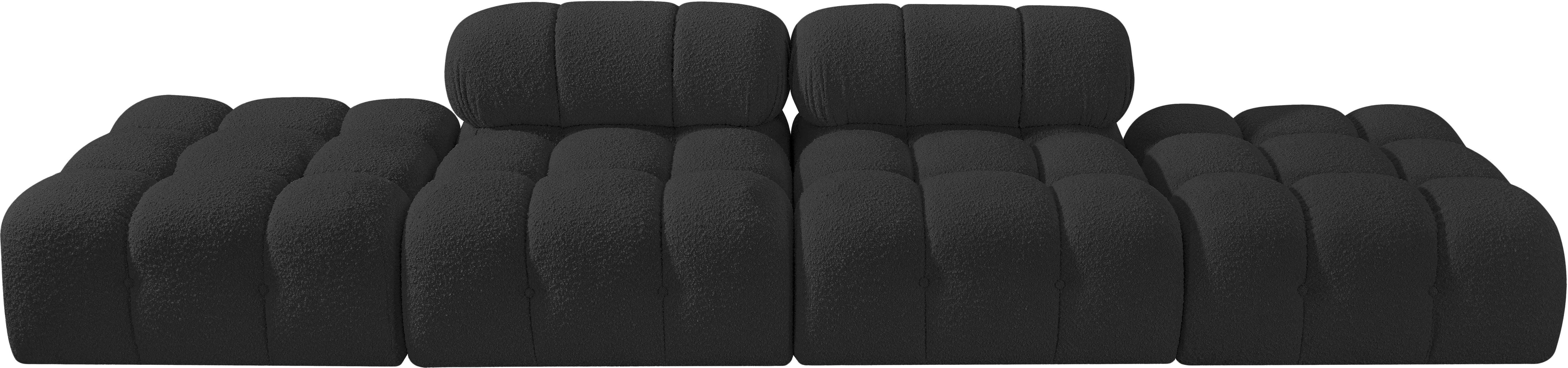 Ames - 4 Piece Boucle Fabric 136" Upholstered Modular Sofa - Black