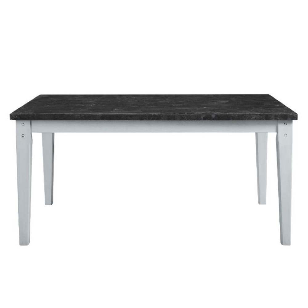 Lanton - Dining Table - Natural Marble & Antique White, white, view 7