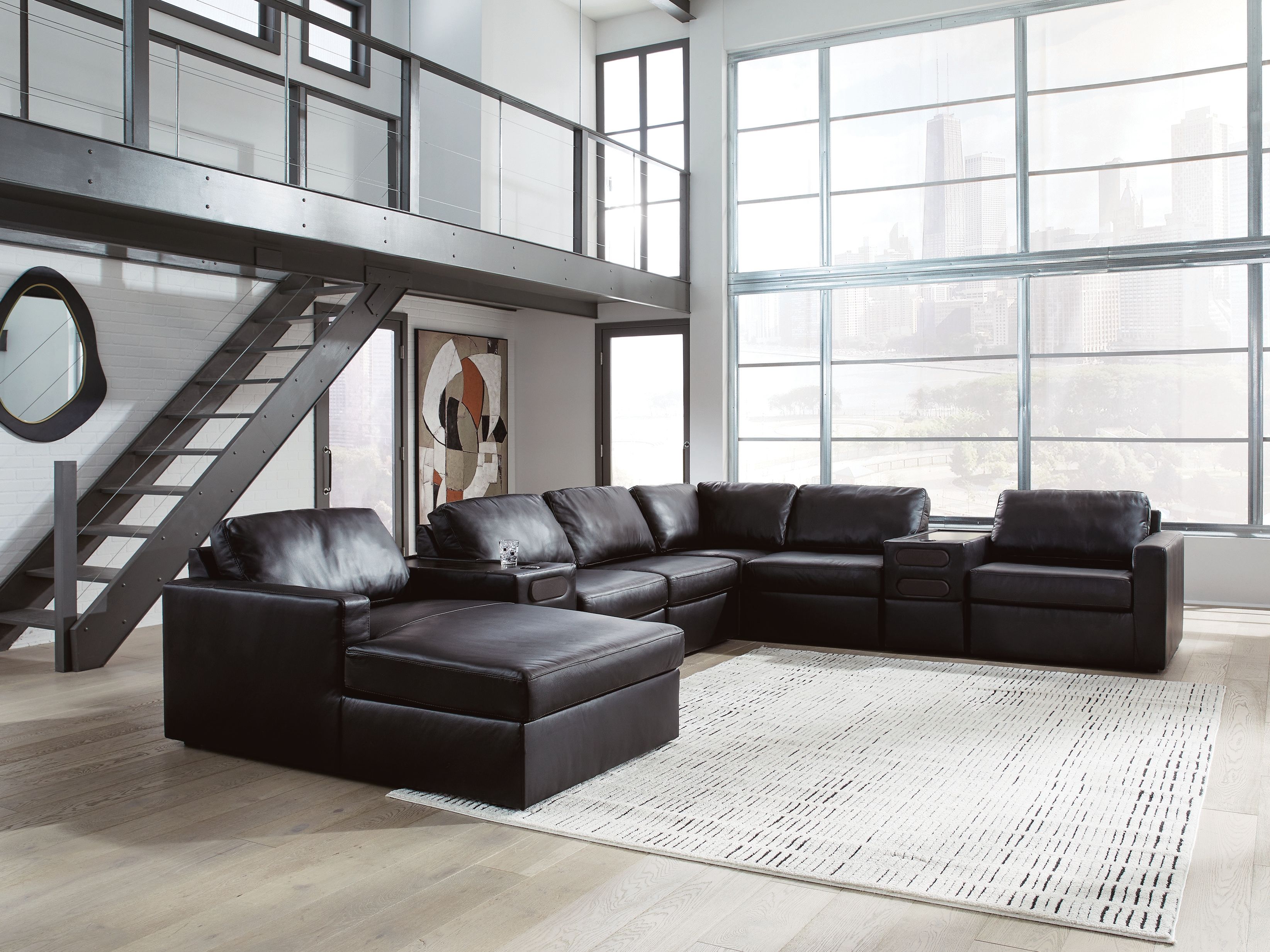 Ashley Furniture Modmax II - 8-Piece Sectional With LAF Corner Chaise And Audio Consoles - Black - Image 4