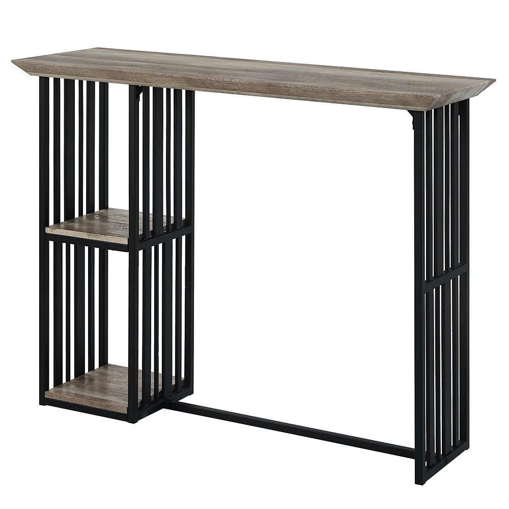 Zudora - Counter Height Table - Oak & Sandy Black, black