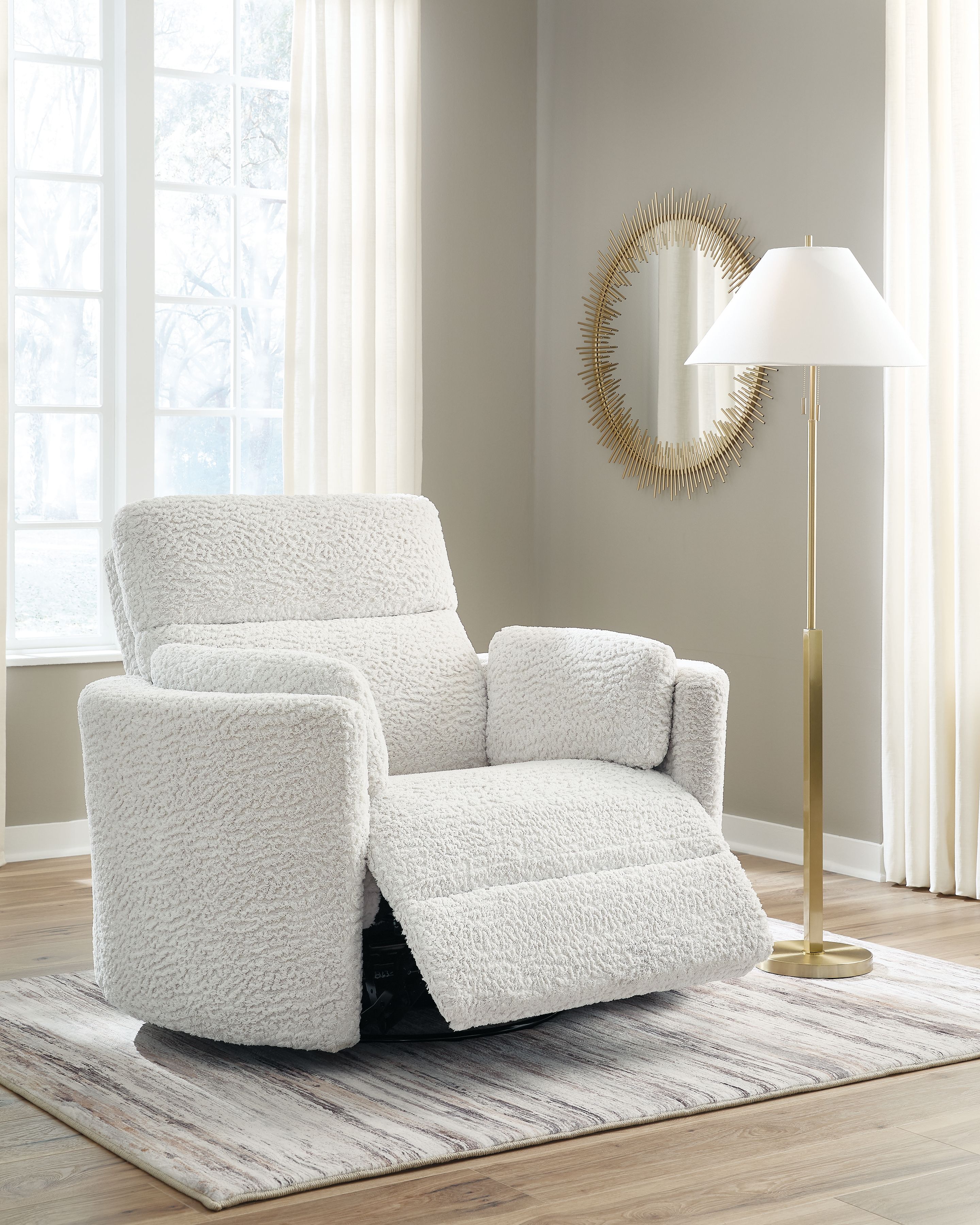 Ashley Furniture Gosaldo - Swivel Glider Power Recliner - Silver - Image 6