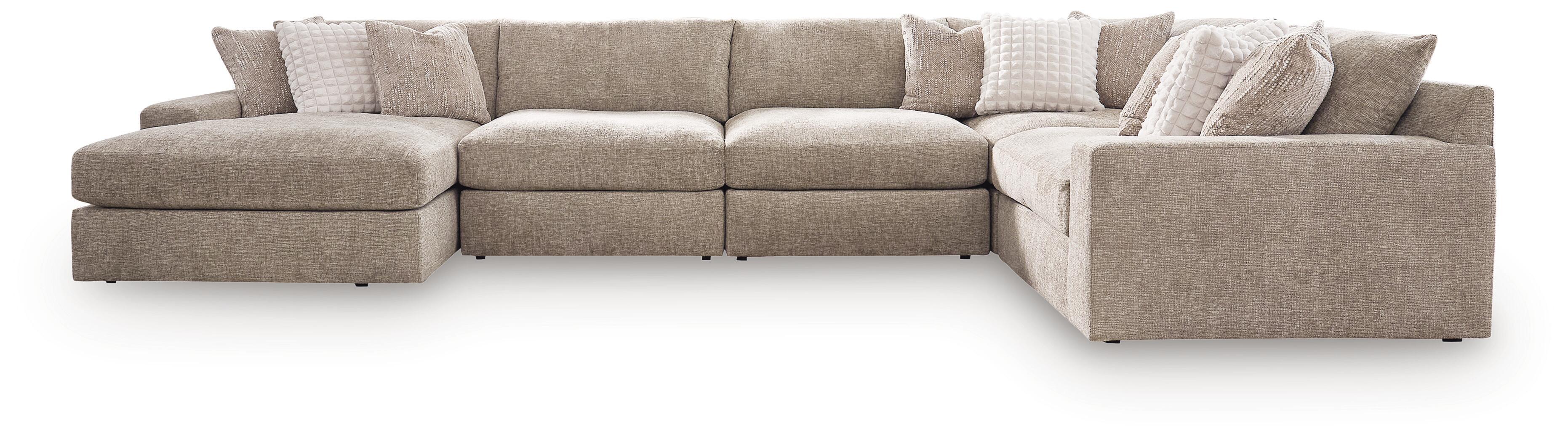 Nexora-Court – 5-Piece Sectional With LAF Corner Chaise – Burlap