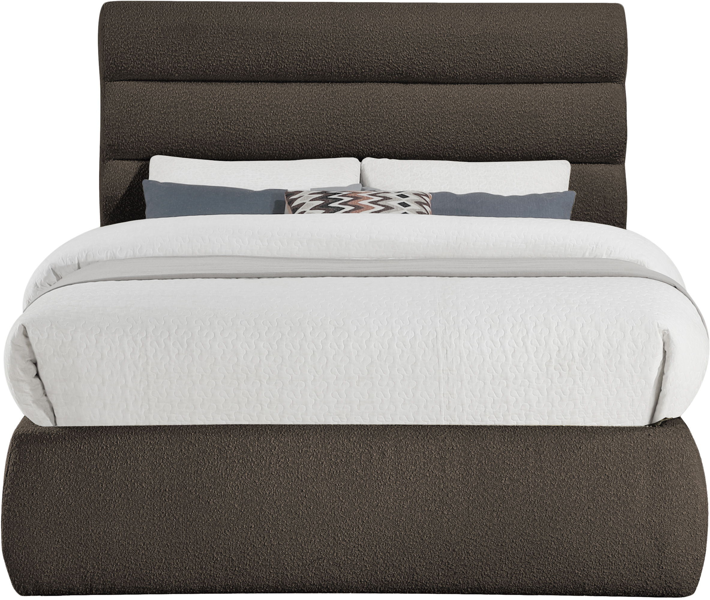 Adam - Boucle Fabric Full Bed With 52" Headboard - Dark Brown