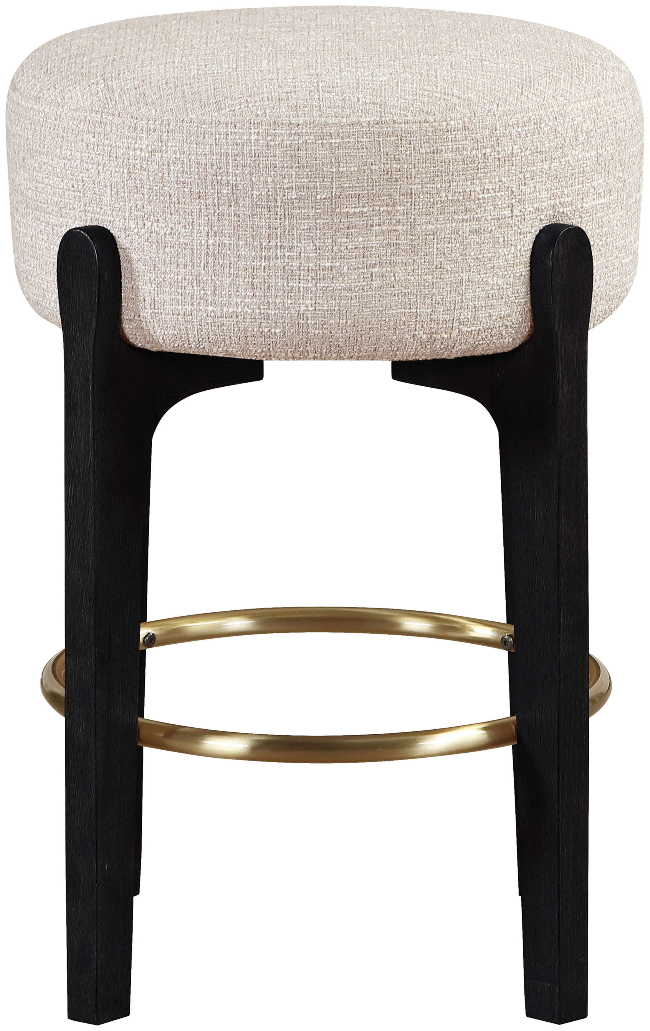 Torino - Fabric Upholstered Backless Counter Stool (Set of 2) - Beige / Brushed Black