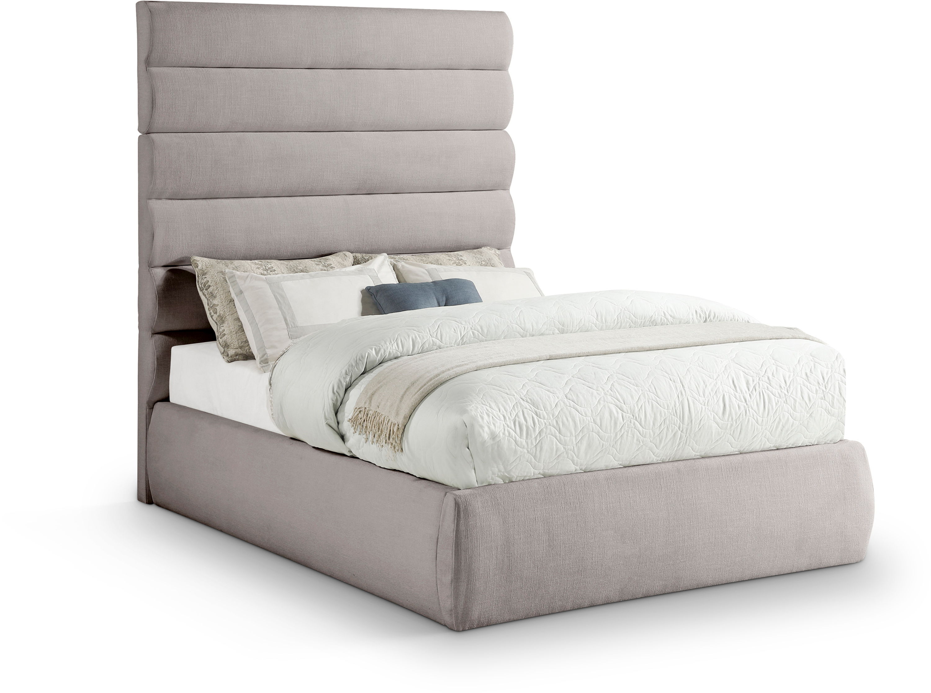 Adam - Linen Fabric Full Bed With 70.5" Headboard - Taupe