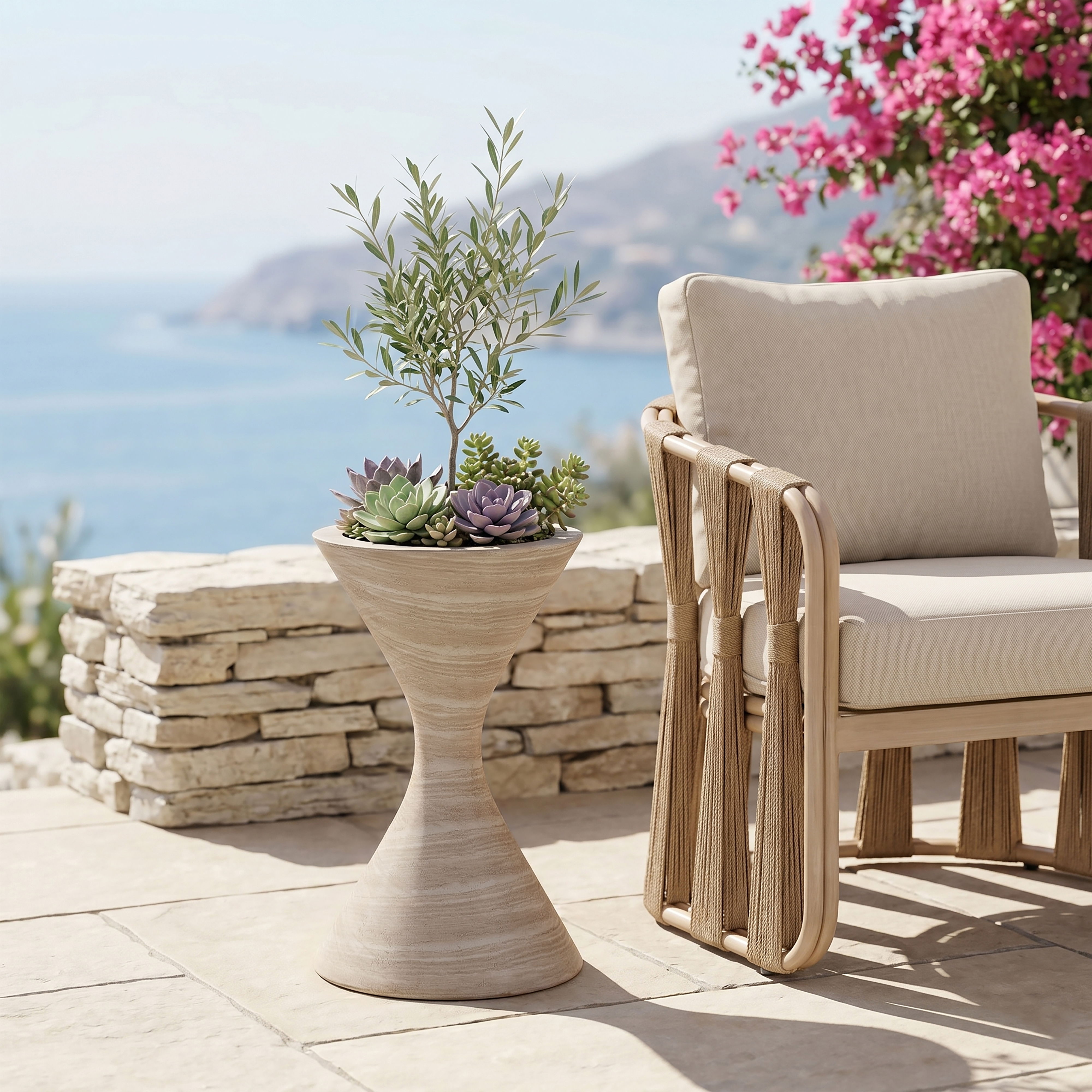 Vessa - 32" Indoor / Outdoor Concrete Planter - Travertine