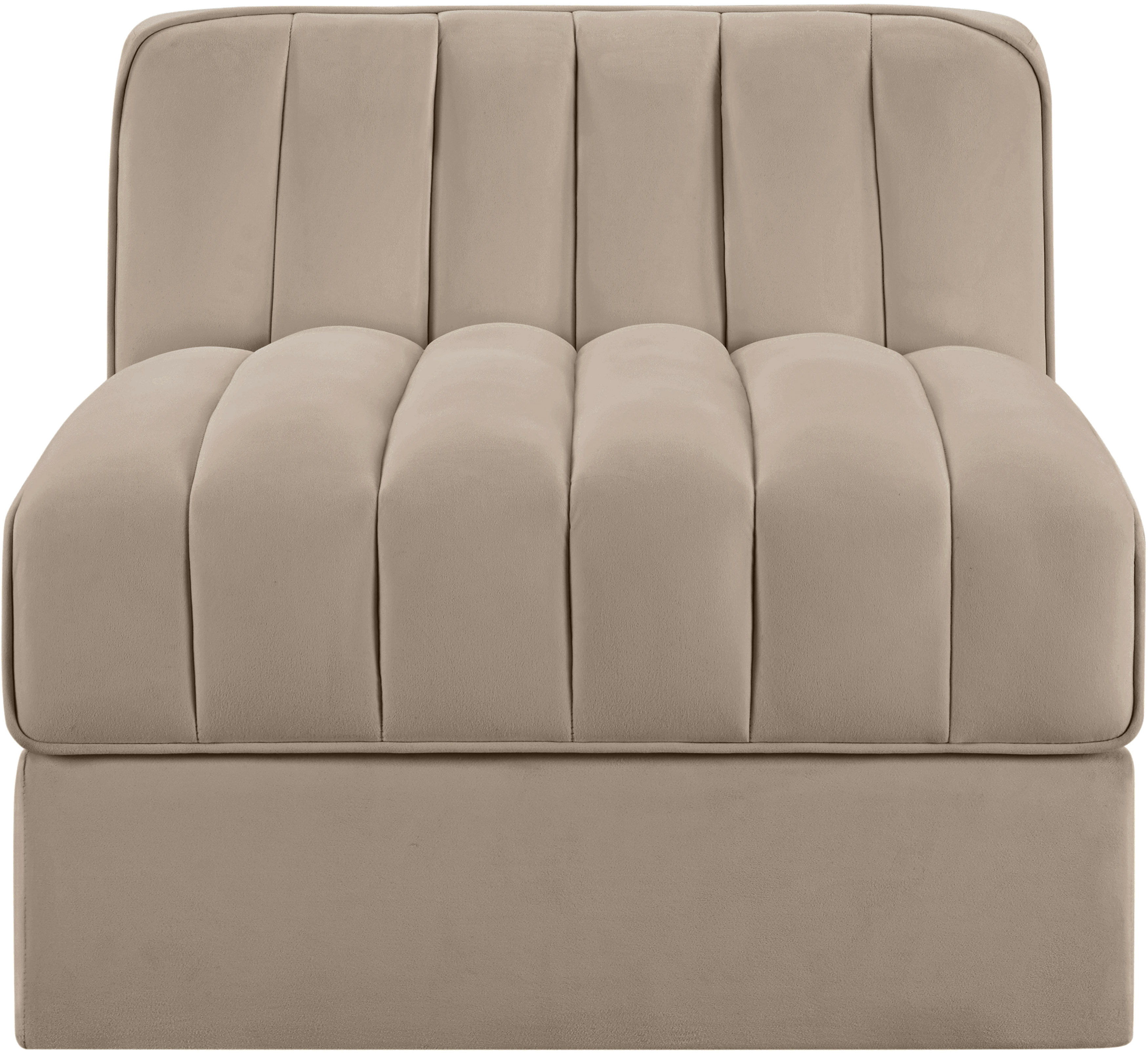 Rummi - Velvet Performance Fabric Upholstered Modular Armless Chair - Beige