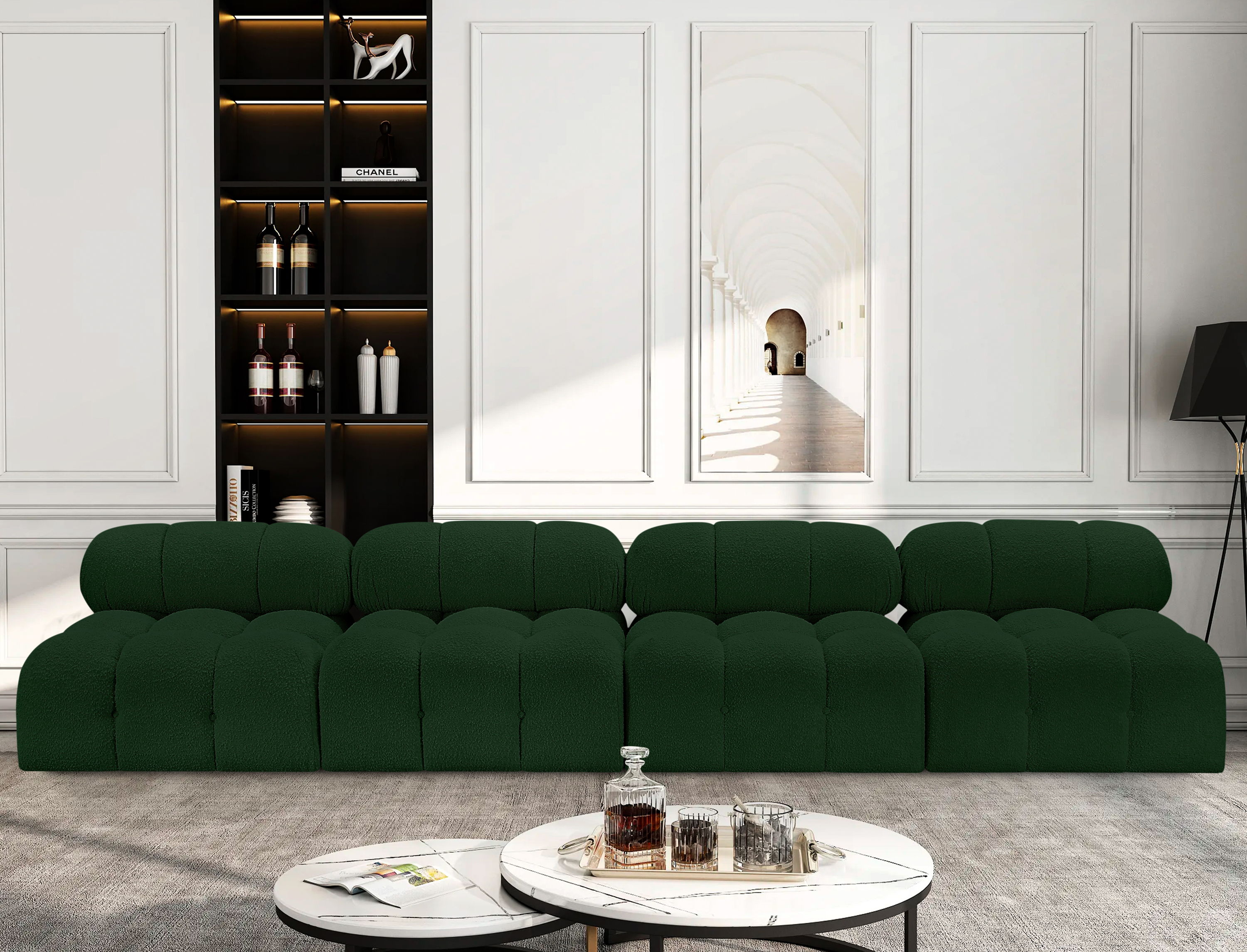 Ames - 4 Piece Modular Armless Sofa - Green