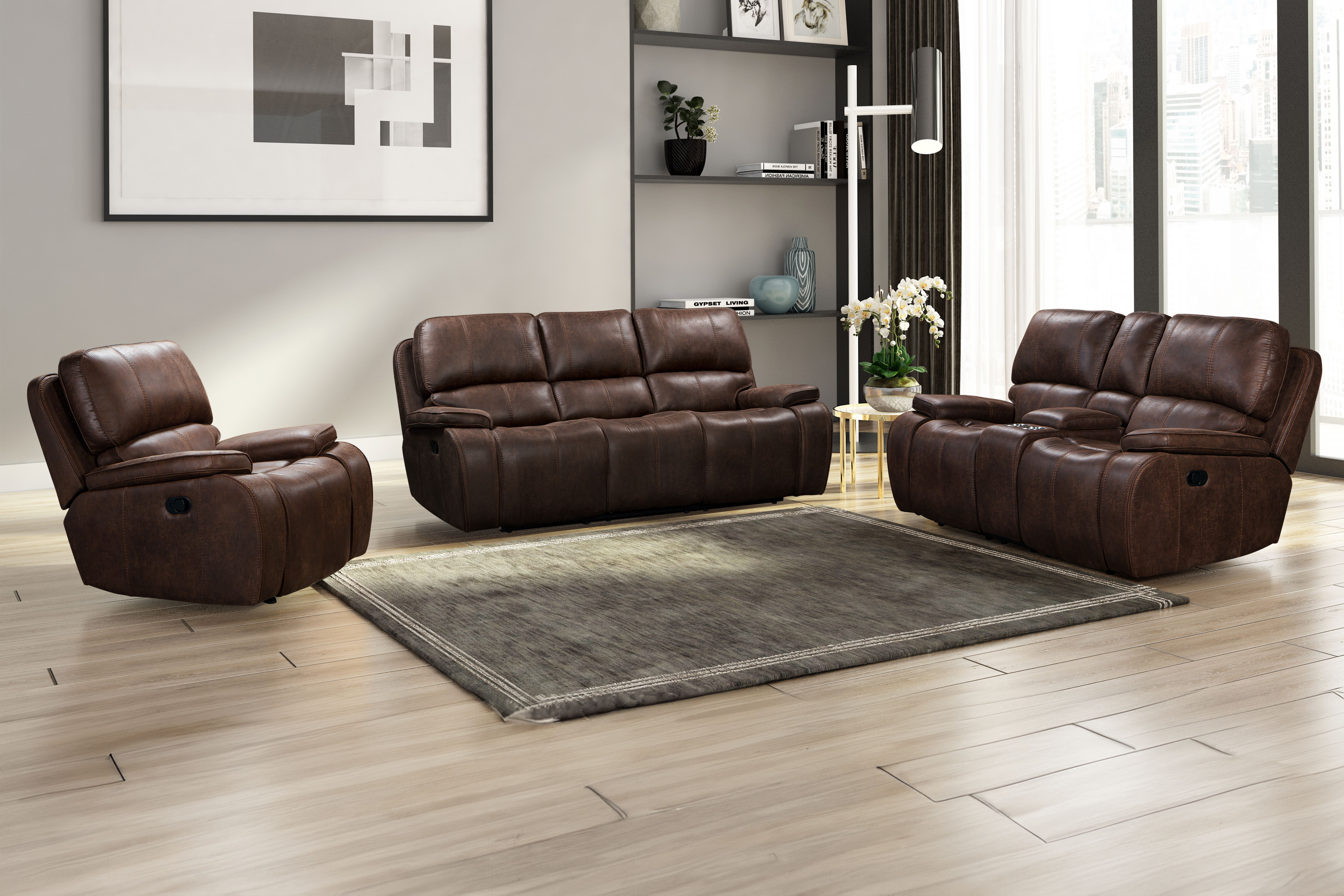 Brookings - Console Loveseat With Power Headrest & Footrest - Brown
