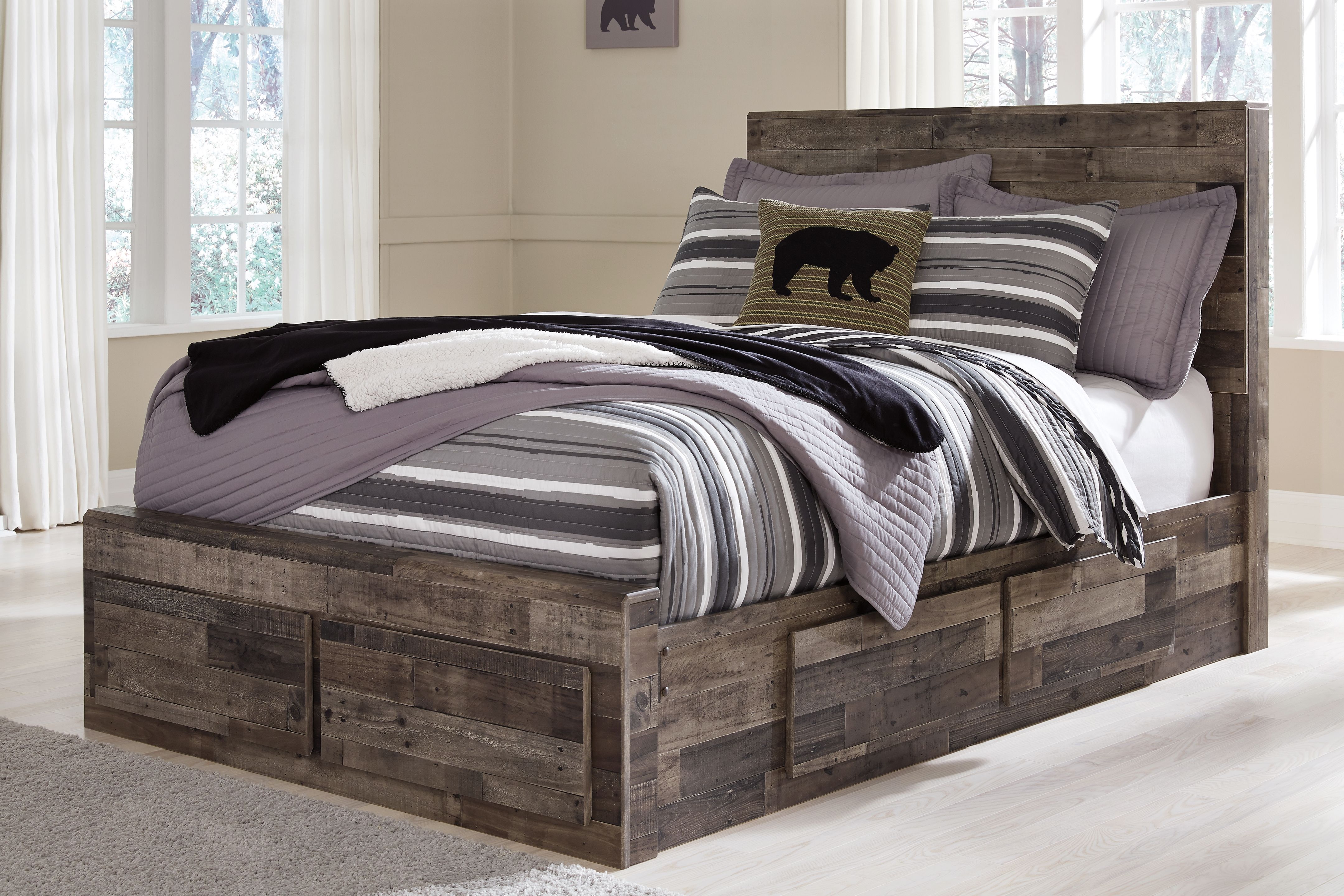 Ashley Furniture Derekson - Full Panel Bed With 6 Storage Drawers - Multi Gray - Image 7