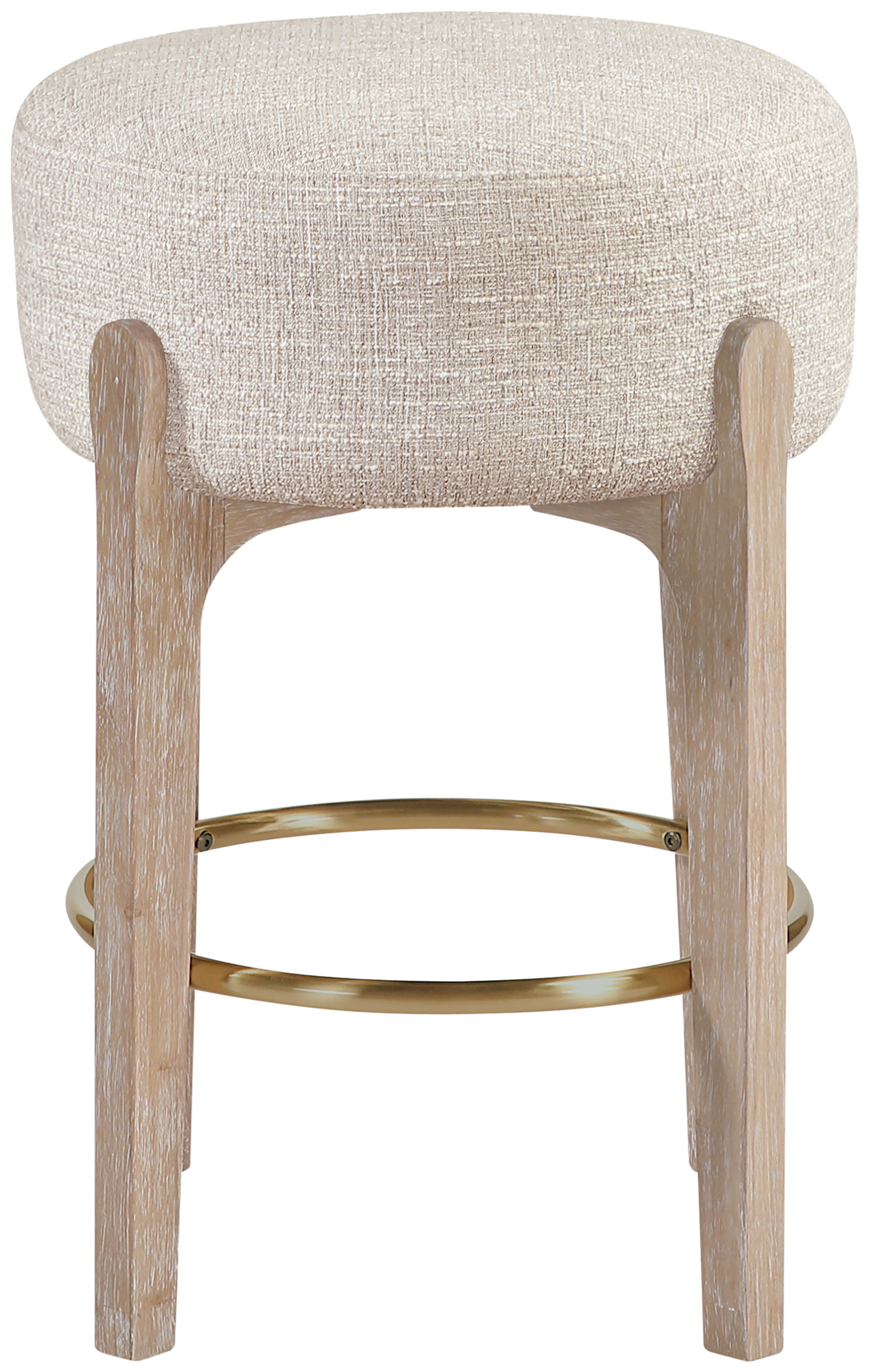 Torino - Fabric Upholstered Backless Counter Stool (Set of 2) - Beige / Brushed Natural